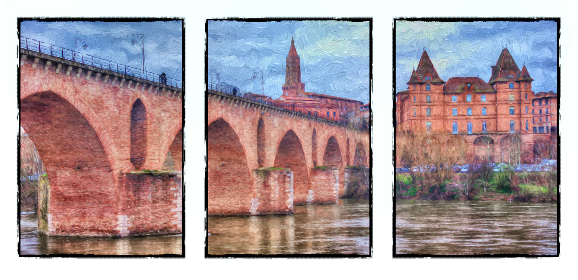 Pontvieux Montauban Triptych Oil