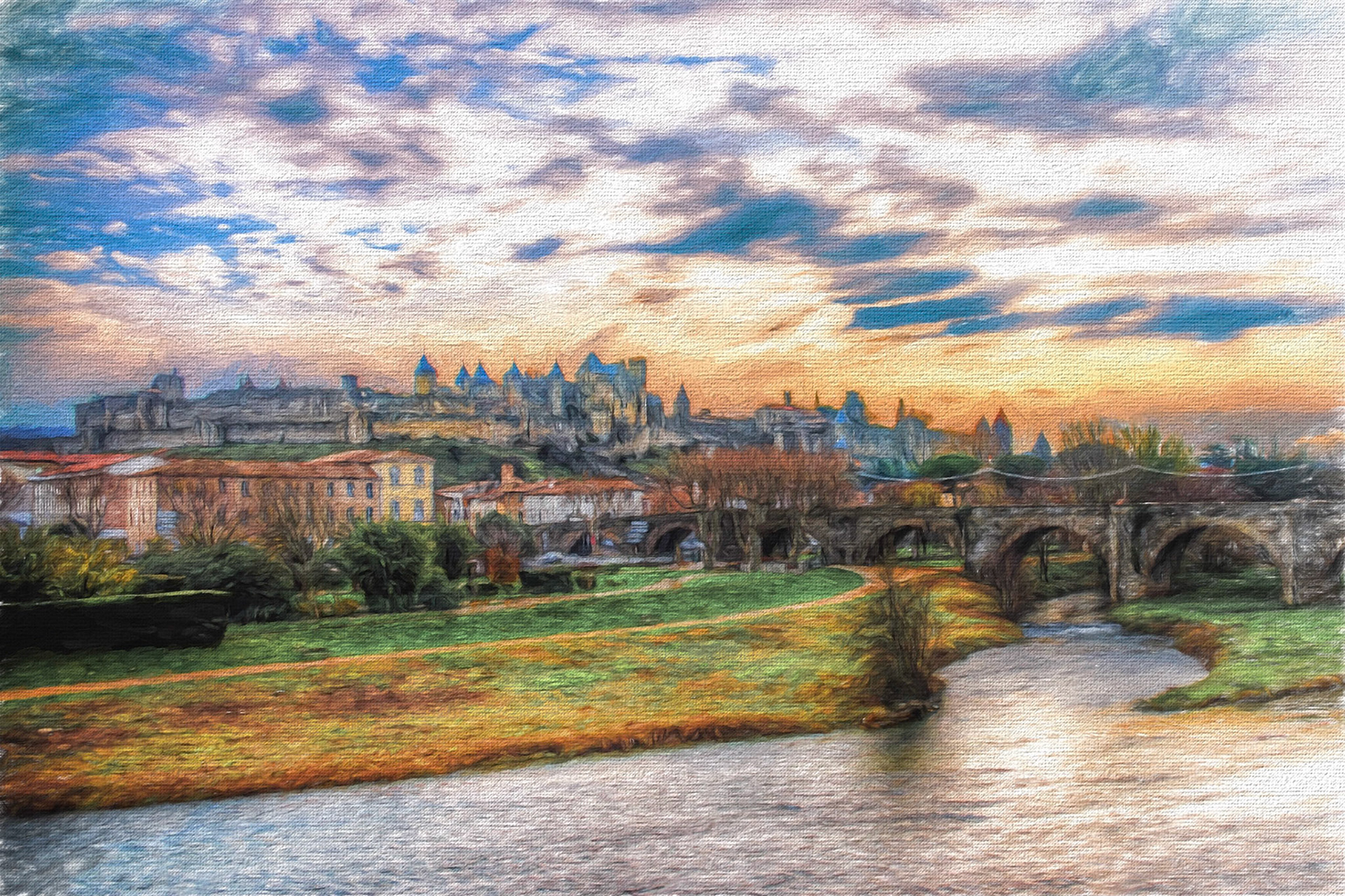 Carcassonne watercolour