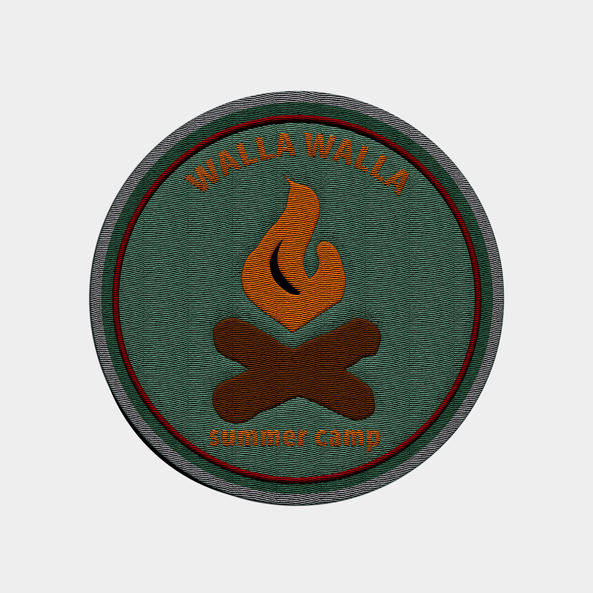 Merit badge earned by the boy for building camp fires