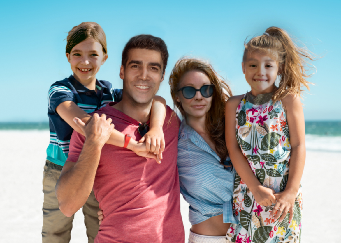 Photoshopped all faces onto stock photo