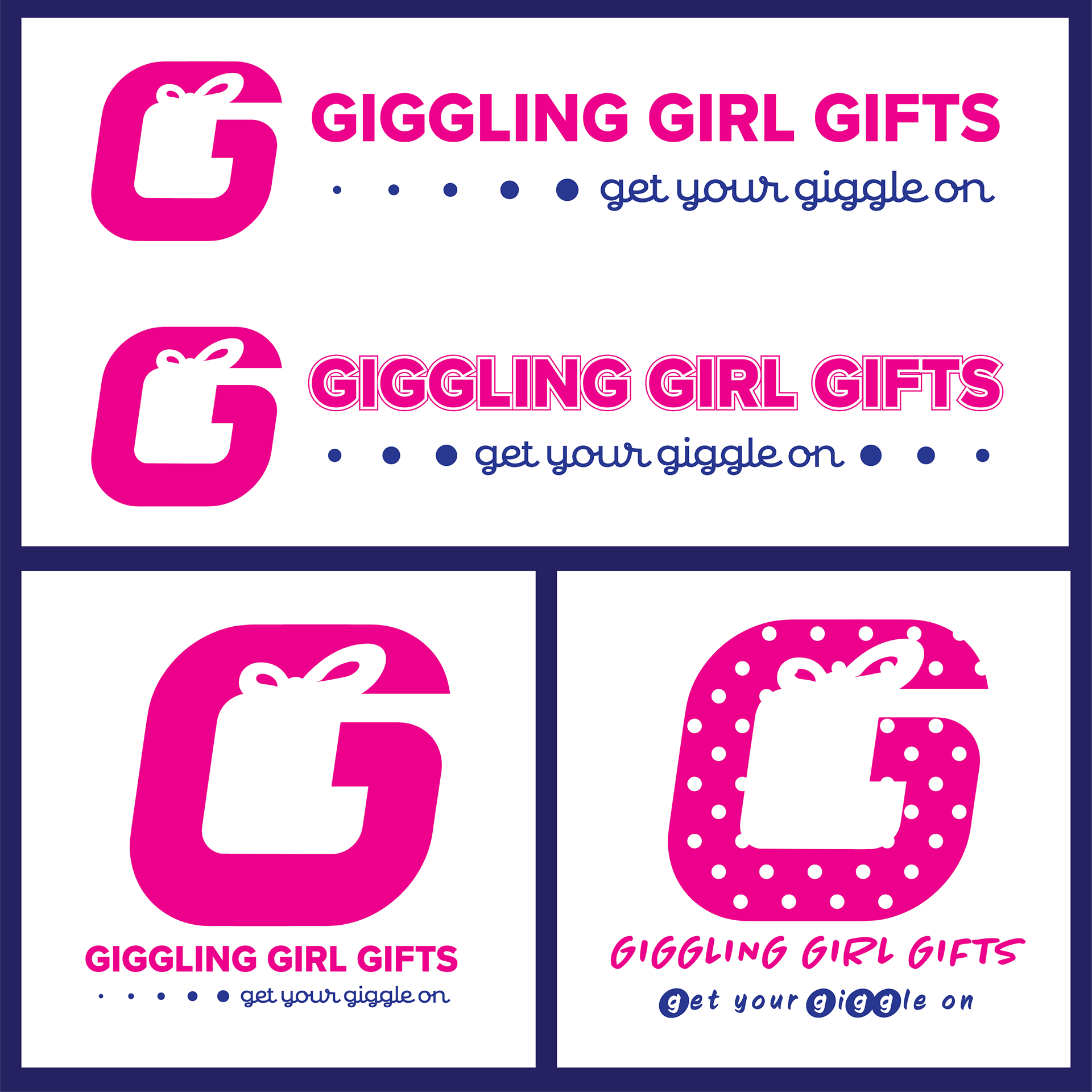 Giggling Girl logo concepts for a client who made custom jewelry and gifts.