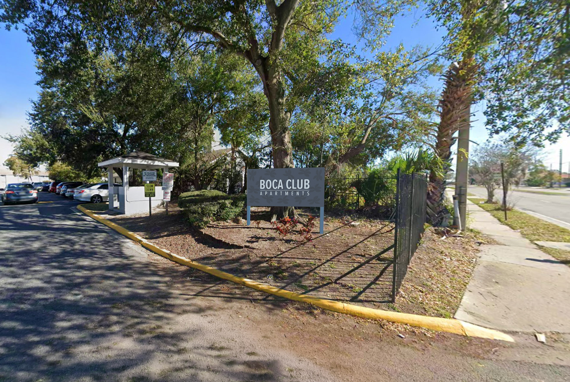 Rendering of the new gateway sign on the right hand side of the complex's main entrance. 