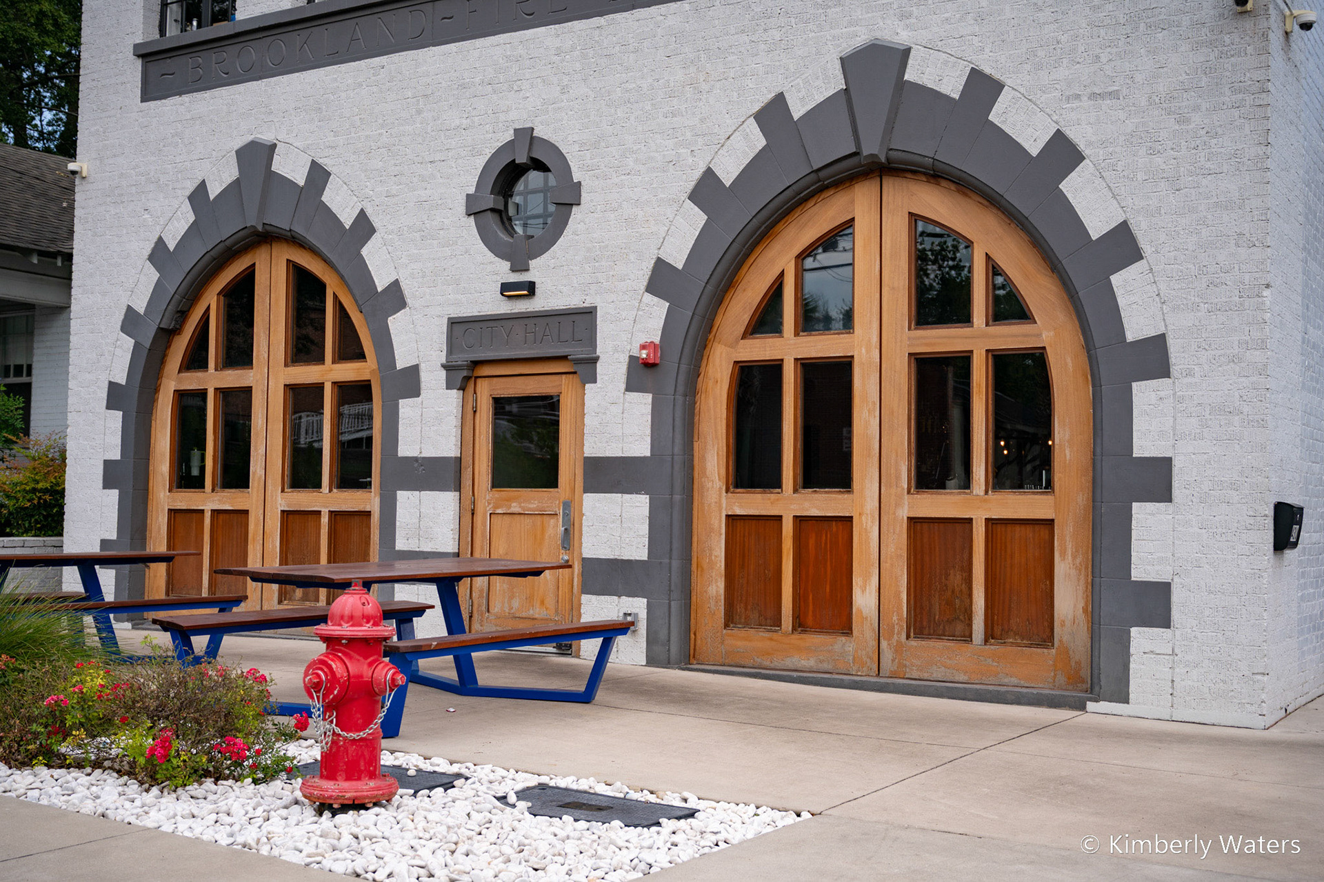 The doors of Savage Craft Ale Works, which was formerly the Brookland Fire Station and City Hall. The structure was originally built in 1925, making these doors 100 years old.