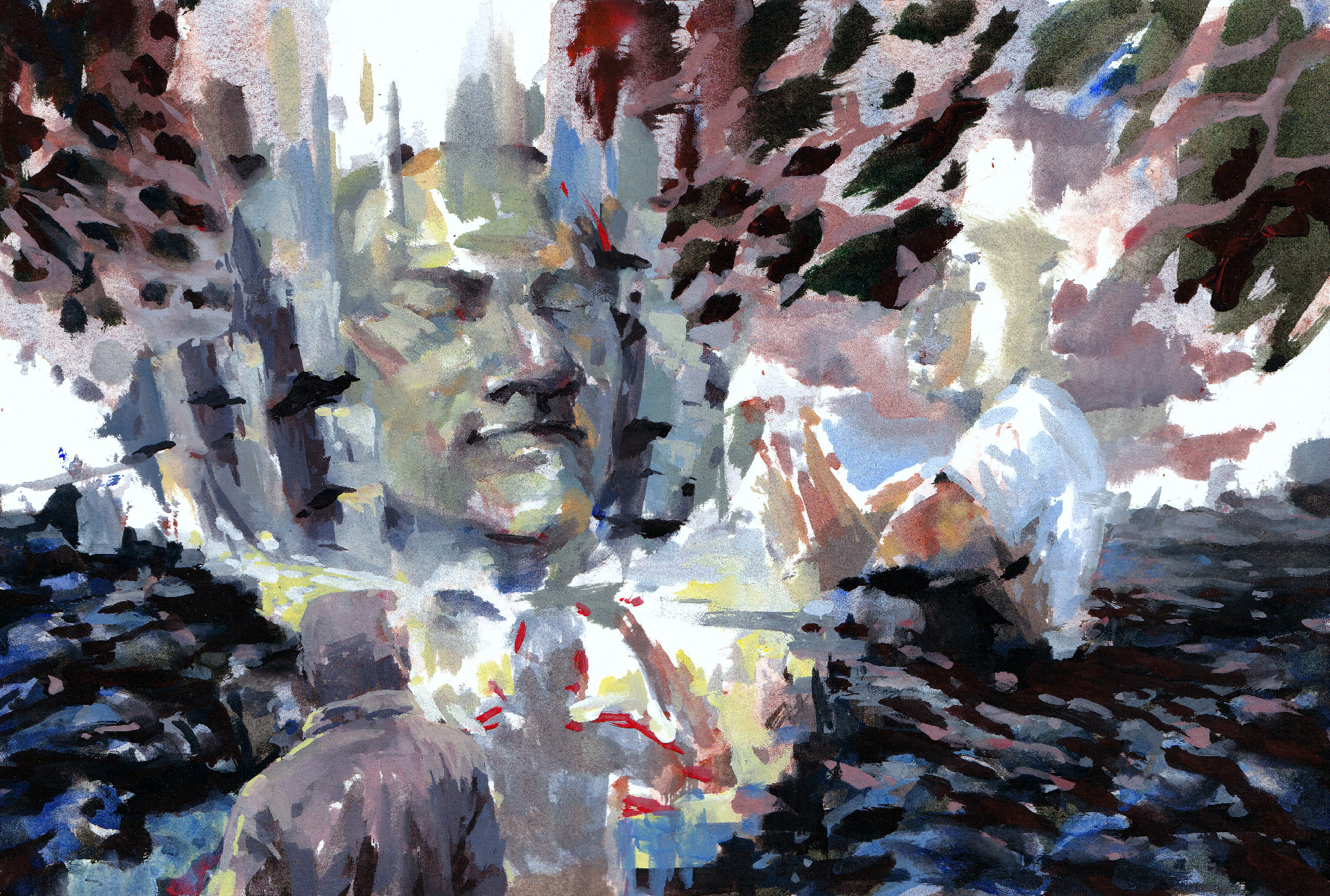 The Po-Faced Graduate: Gouache on Paper