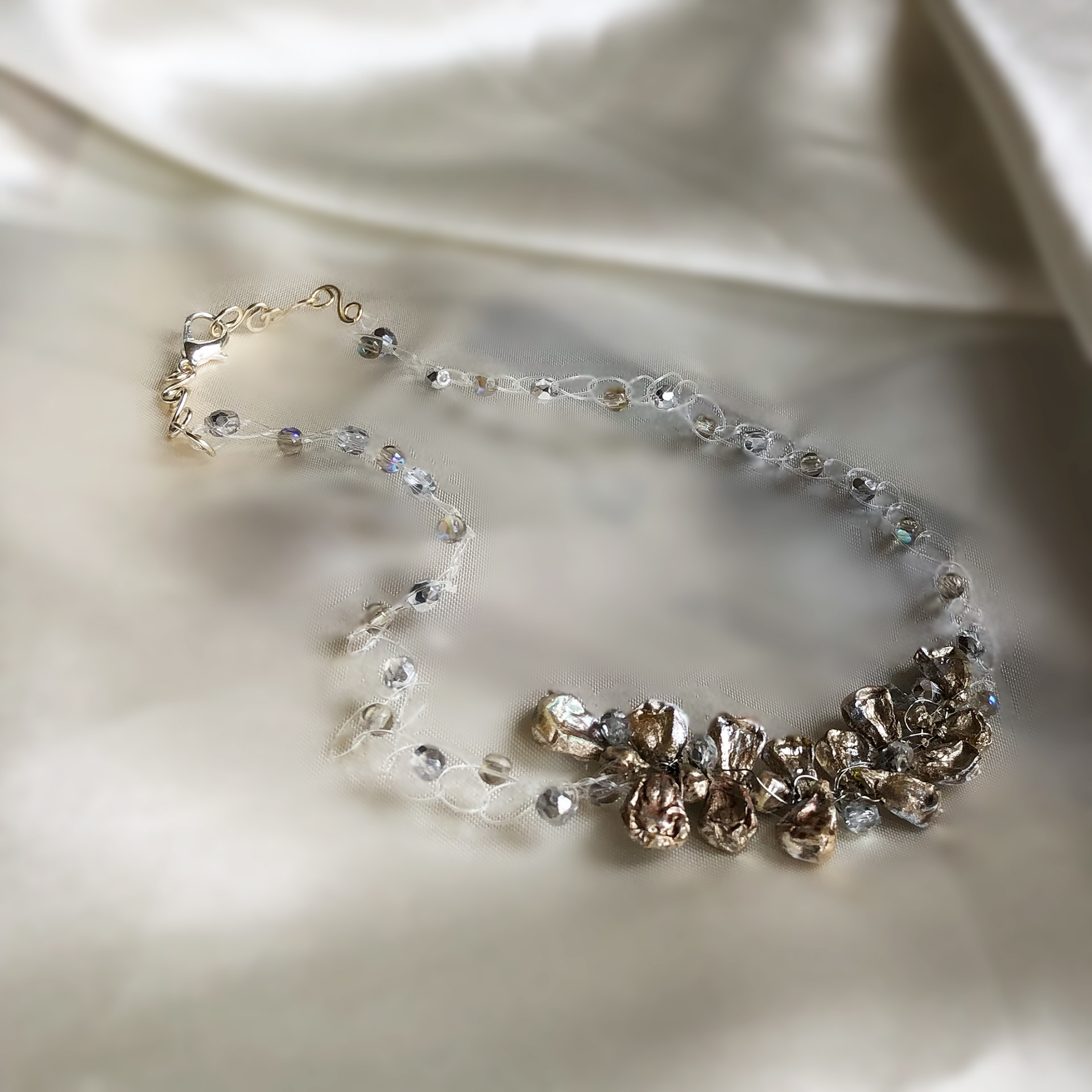 Silvery Painted Corn Bead Necklace