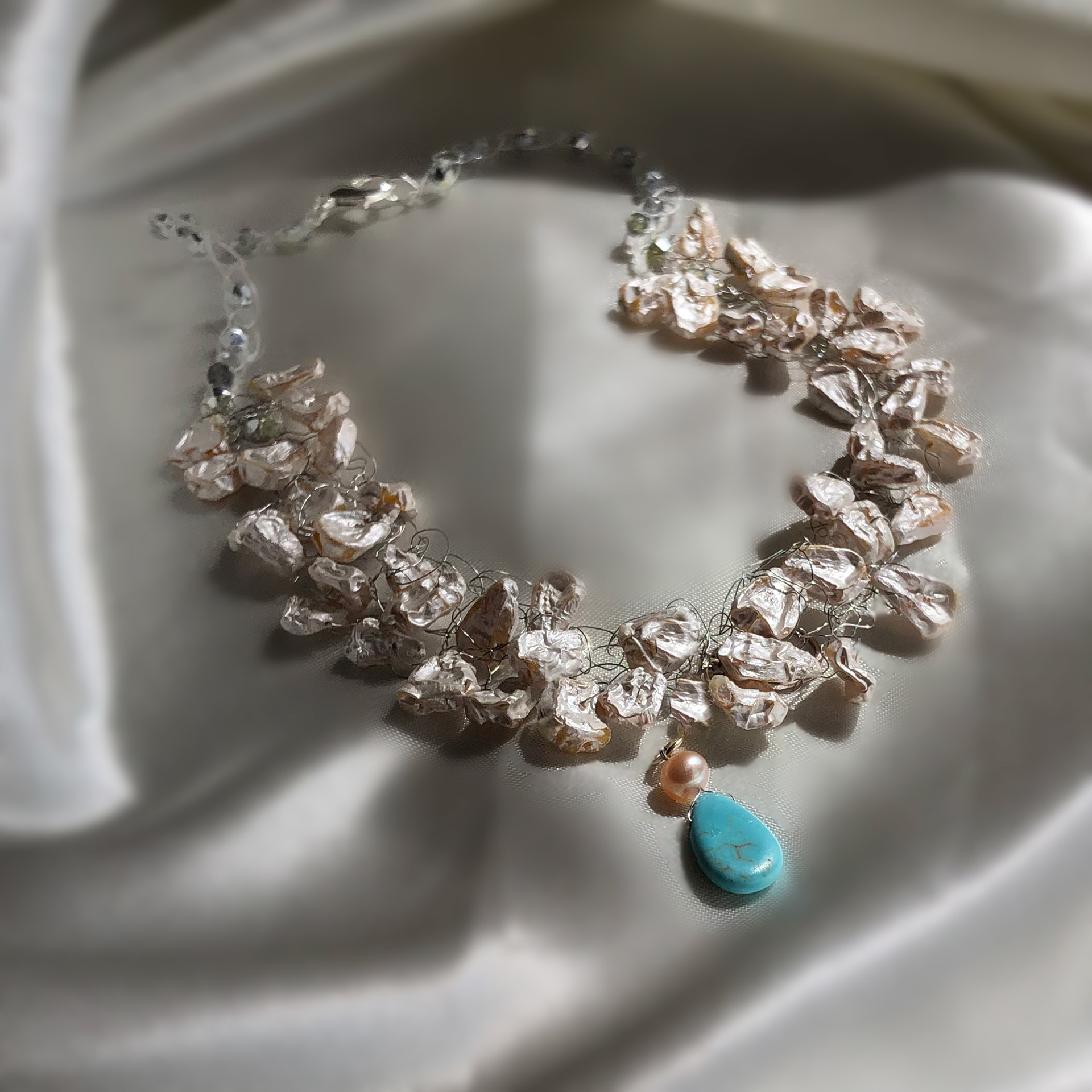 Painted Corn Necklace with Detachable Jasper Drop