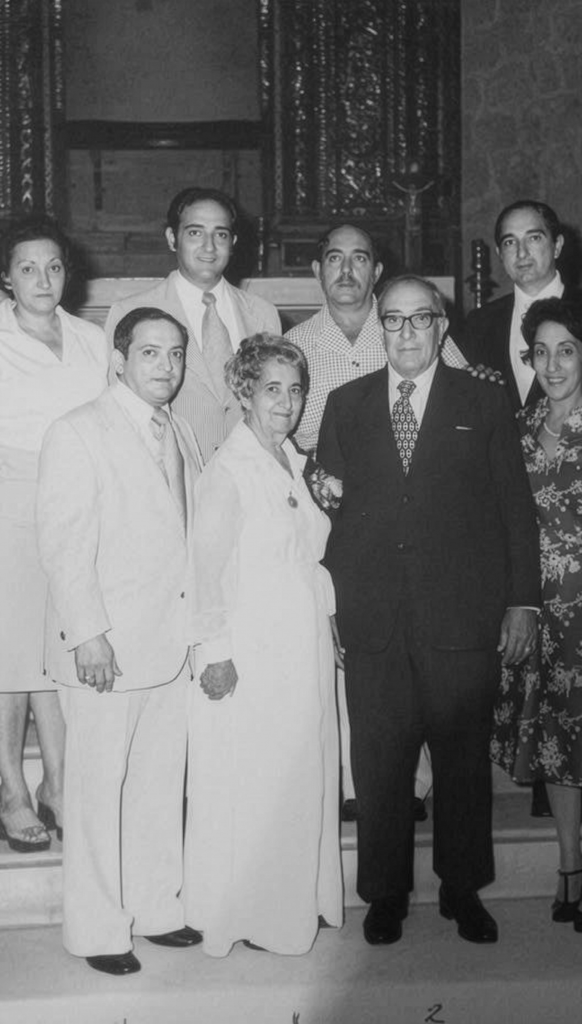 Familia Lama Jaar. Maria Jaar de Lama, Don Jacobo Lama e hijos. Rodolfo Lama Jaar, Gladys Lama Jaar, Dr. Víctor Lama Jaar, Jose Lama Jaar, Jacobo Lama Jaar. 1976 Barahona, R.D.
