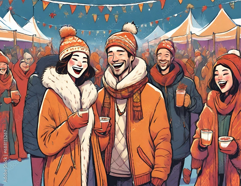 Happy People Outdoor Festive Winter Vibes