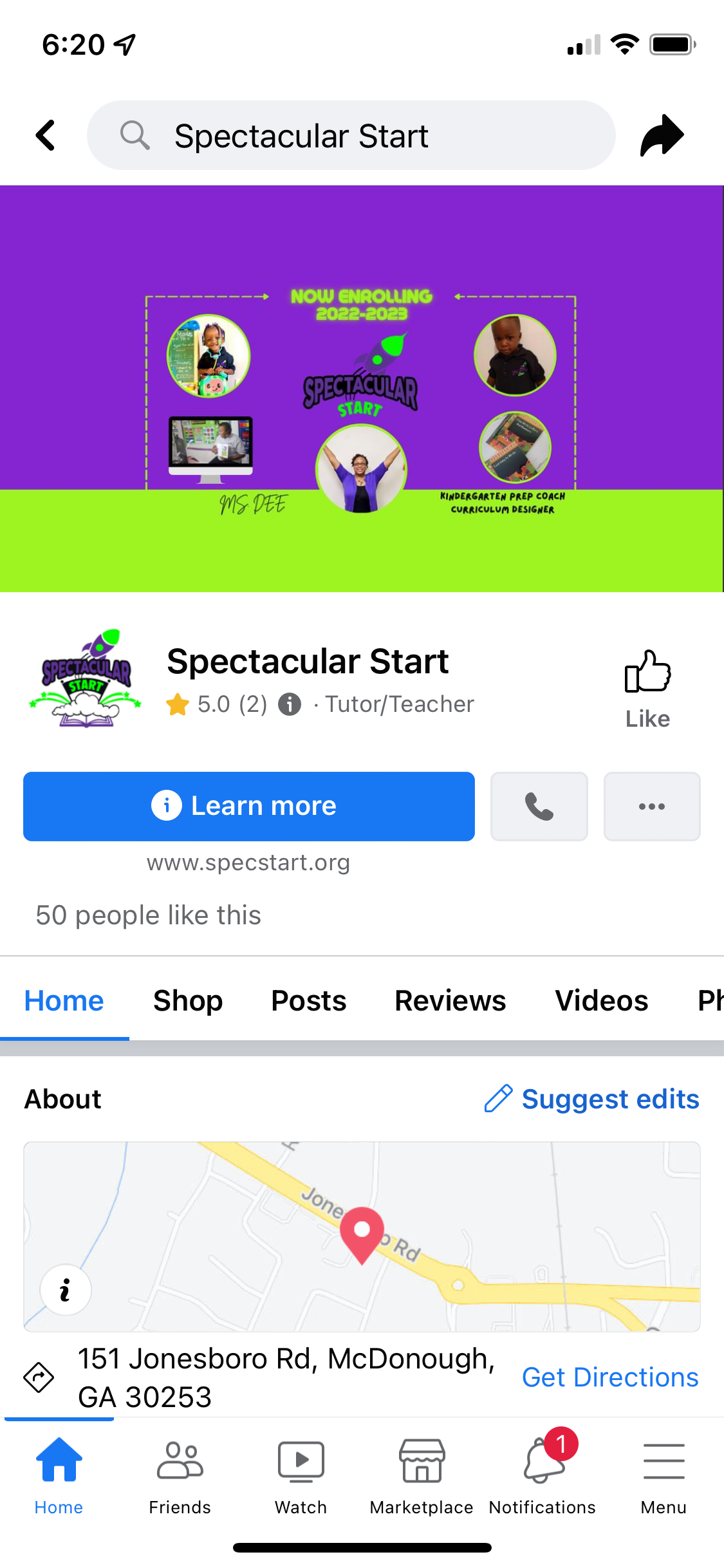 Spectacular Start Facebook account