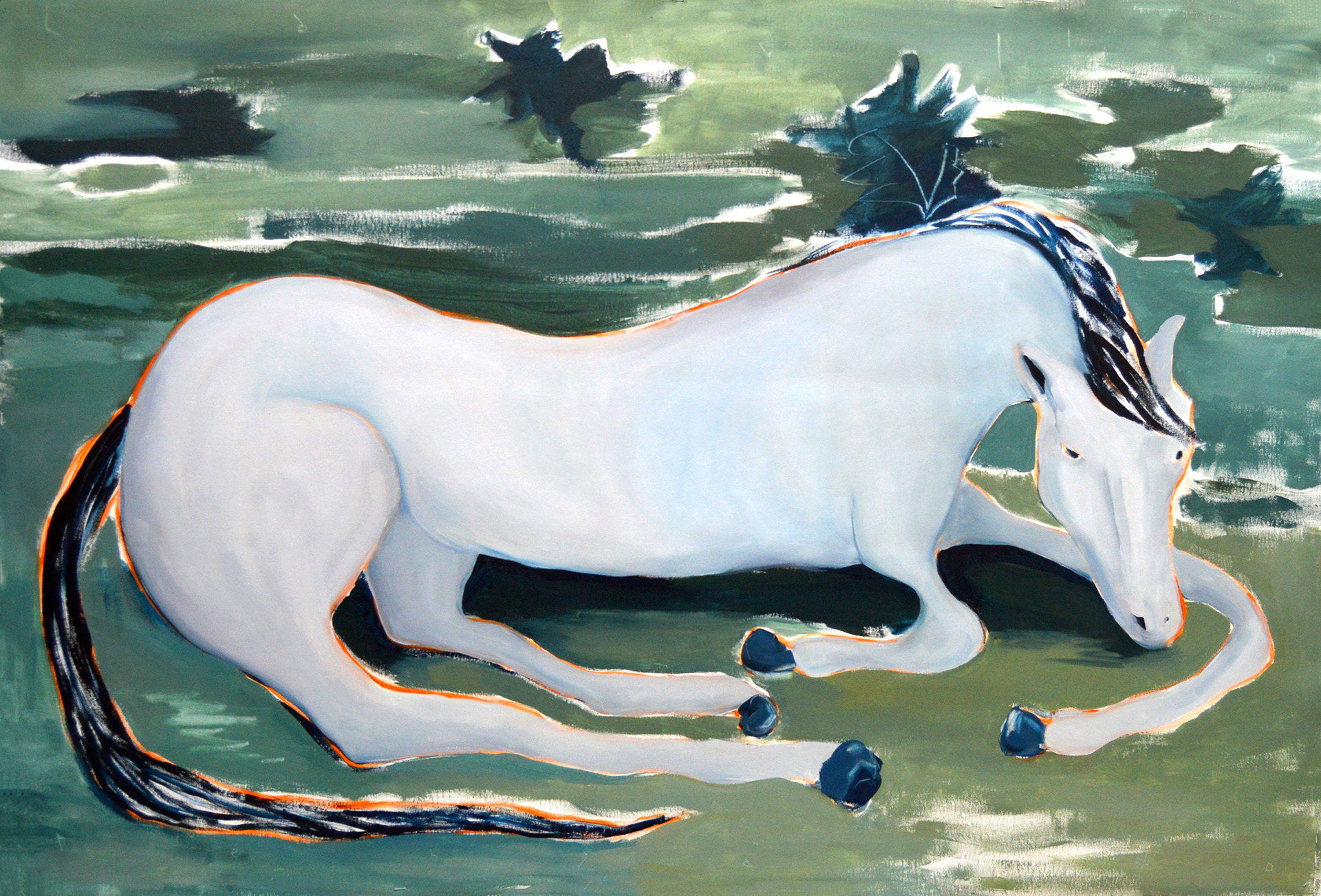 ΑΛΟΓΟ ΜΕ ΦΤΕΡΑ 1. 2023. ΛΑΔΙ ΣΕ ΚΑΜΒΑ. 82 x 121 cm