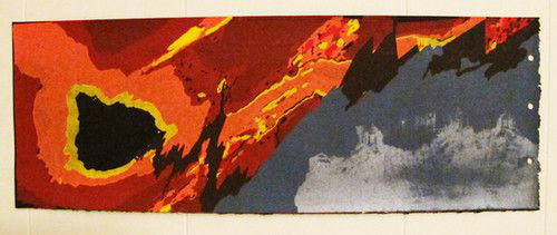 The Fall of Atlantis This picture depicts the actions of the angered gods to the greedy people of Atlantis. First causing a massive earthquake to ensue, then erupting a burning hot volcano which slid Atlantis into the deep waters of the Mediterranean Sea.