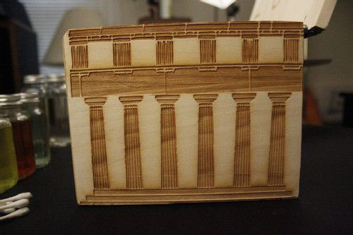 Lyceum Side Laser engraving of Doric Columns that were built when Aristotle taught inside.