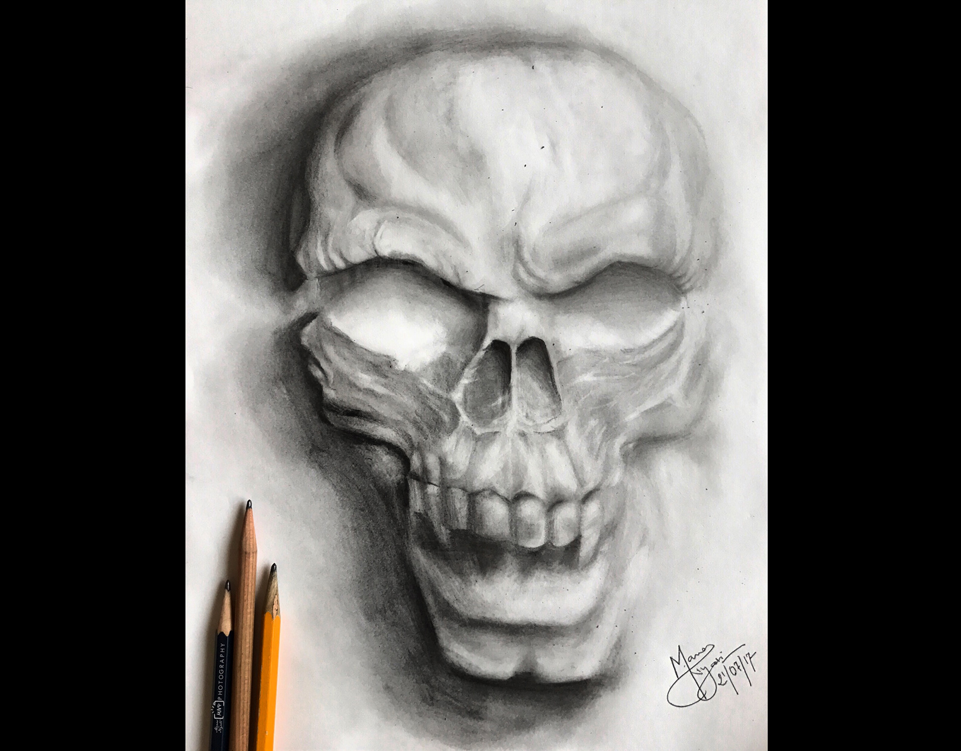 Hunger: A 3D skull sketch.