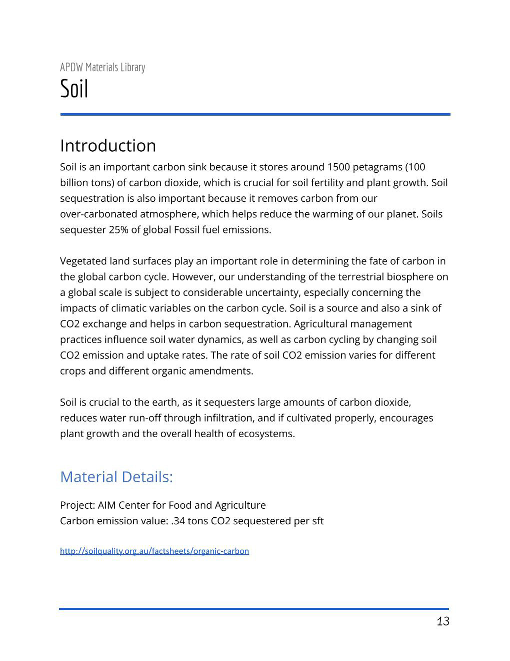 APDW - Soil summary page