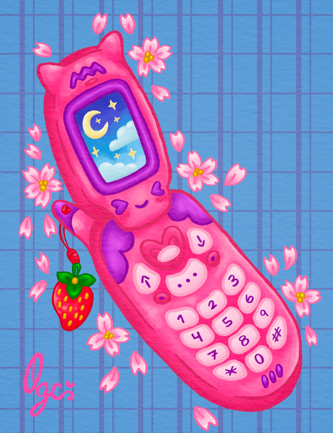 Strawberry Flip Phone