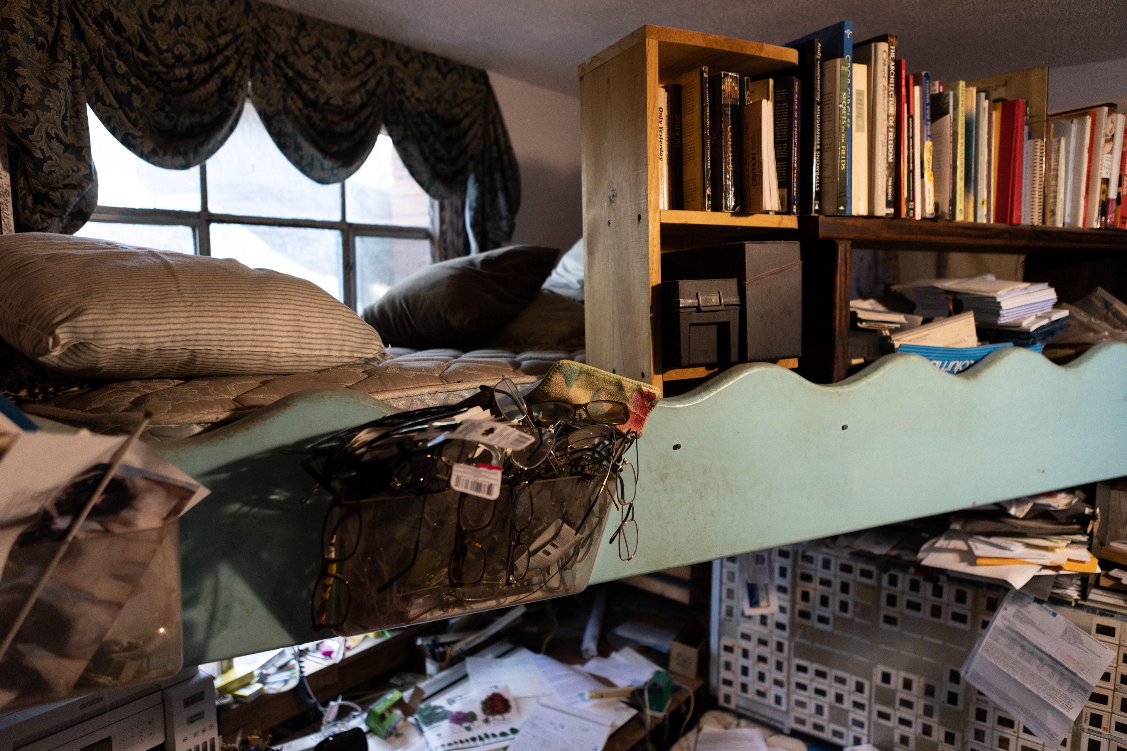 His loft, which still holds his old mattress and is still above his office desk. It is one of the original features of his house.