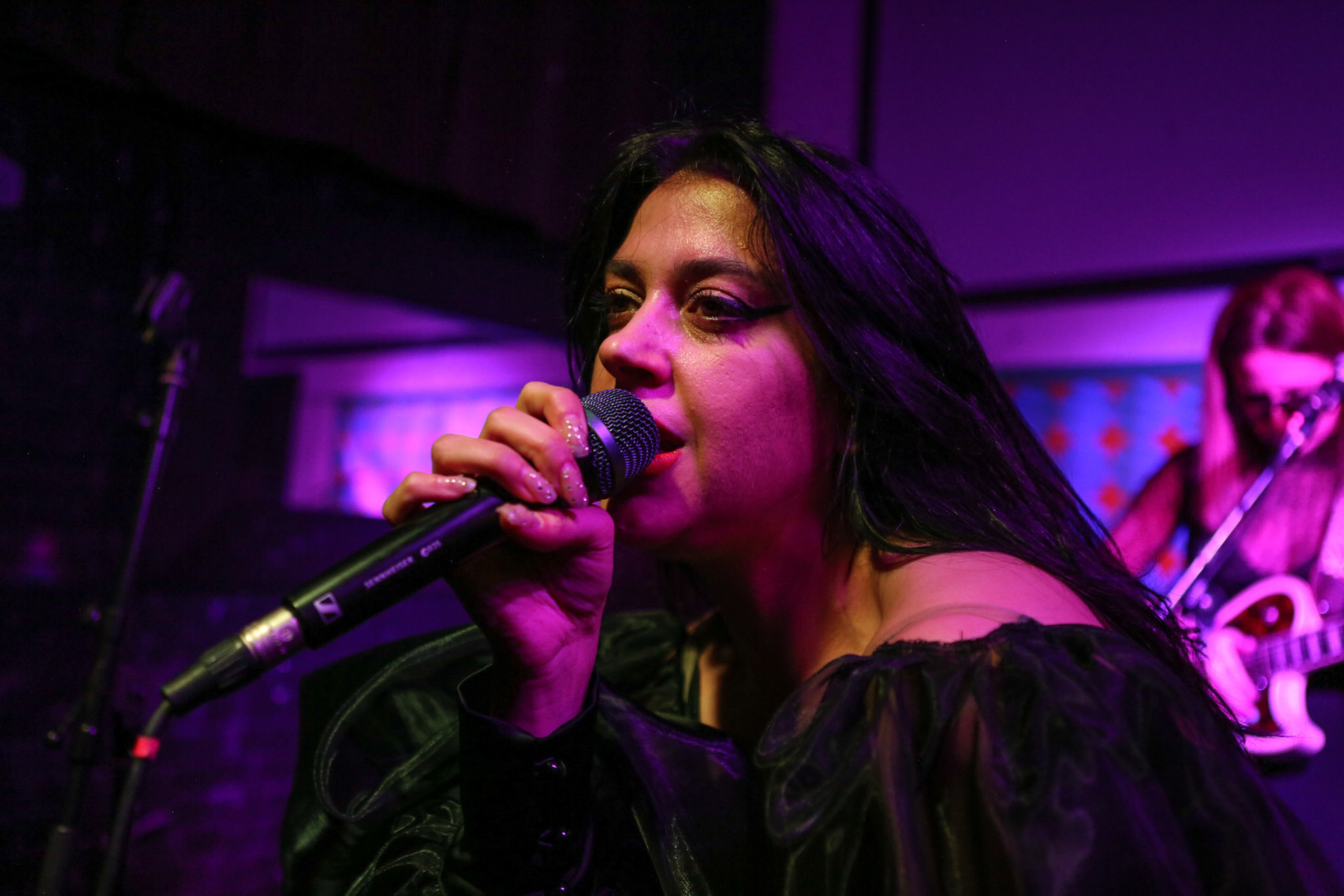 Katerine Duska performs at the Iron Bear on March 19, 2022. Her set included songs sung in English and Greek.