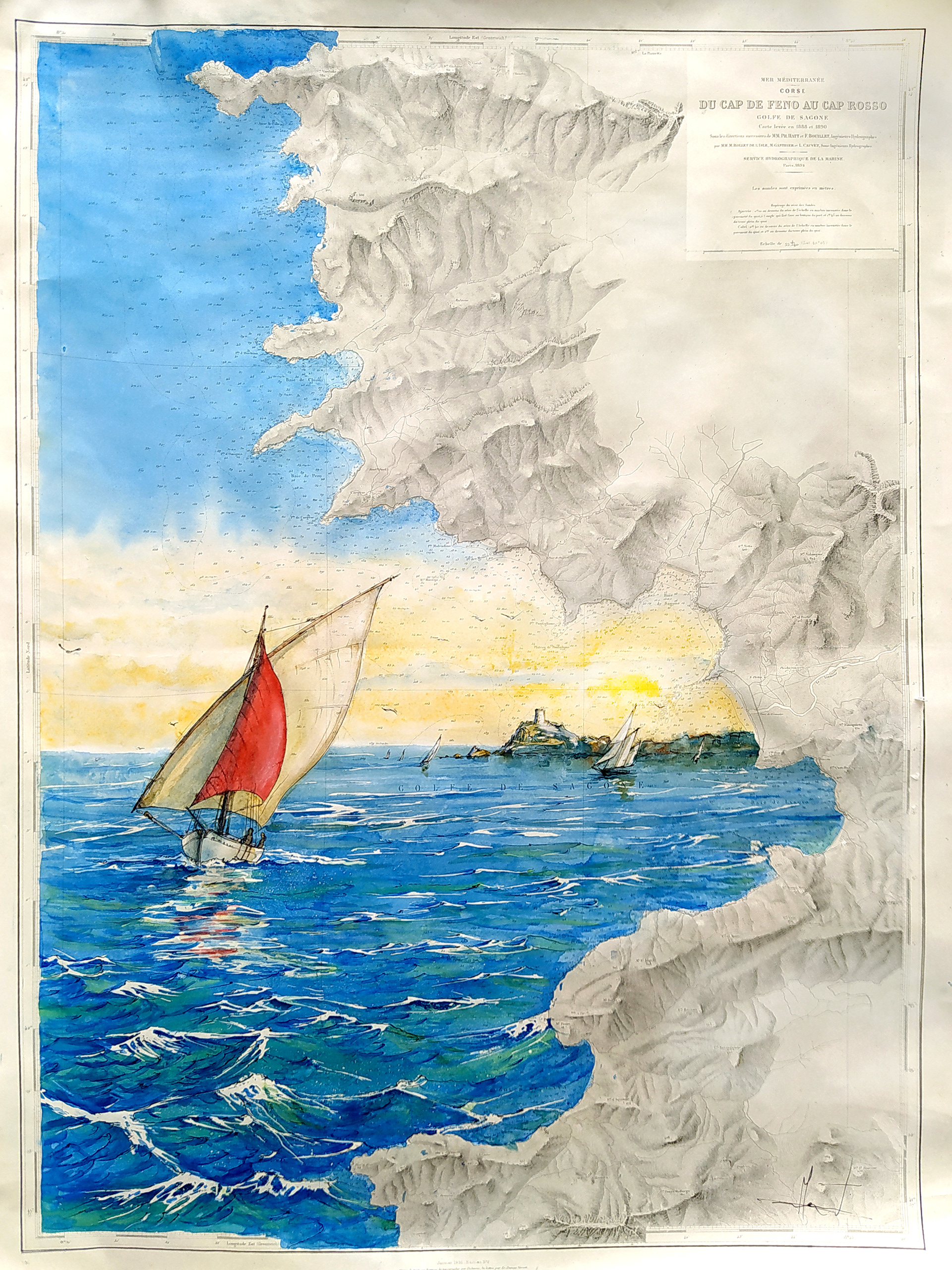Tour Génoise et voile latine dans le Golf de Sagone