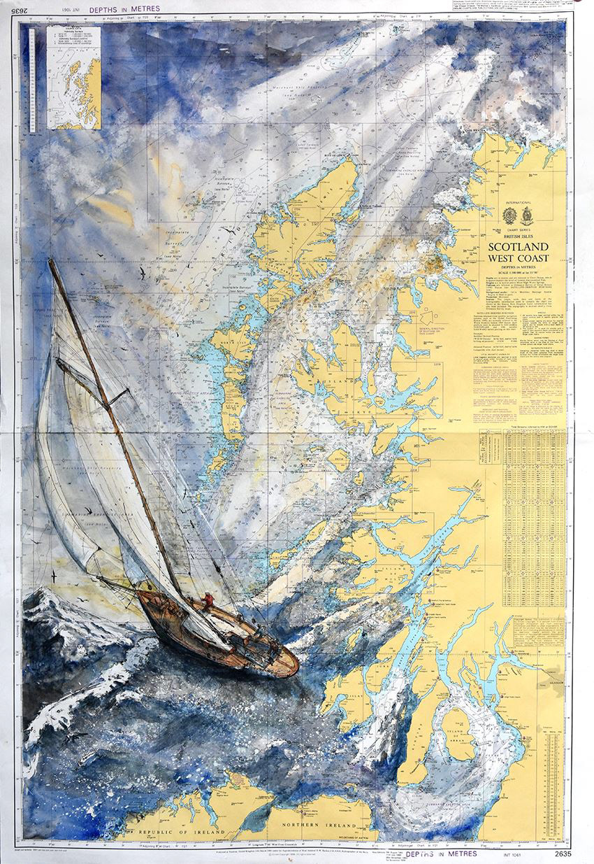 Départ d'Oban- Cotre sur la mer d'Ecosse