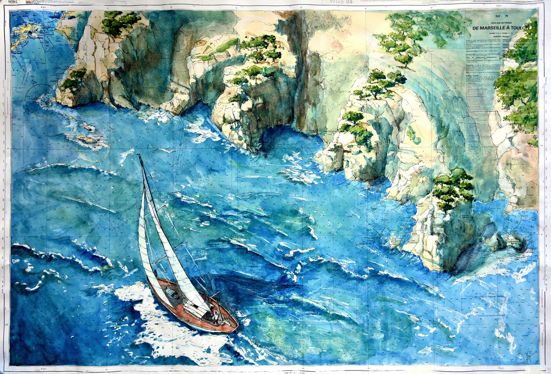 Carte marine - Calanques de Marseille à Toulon