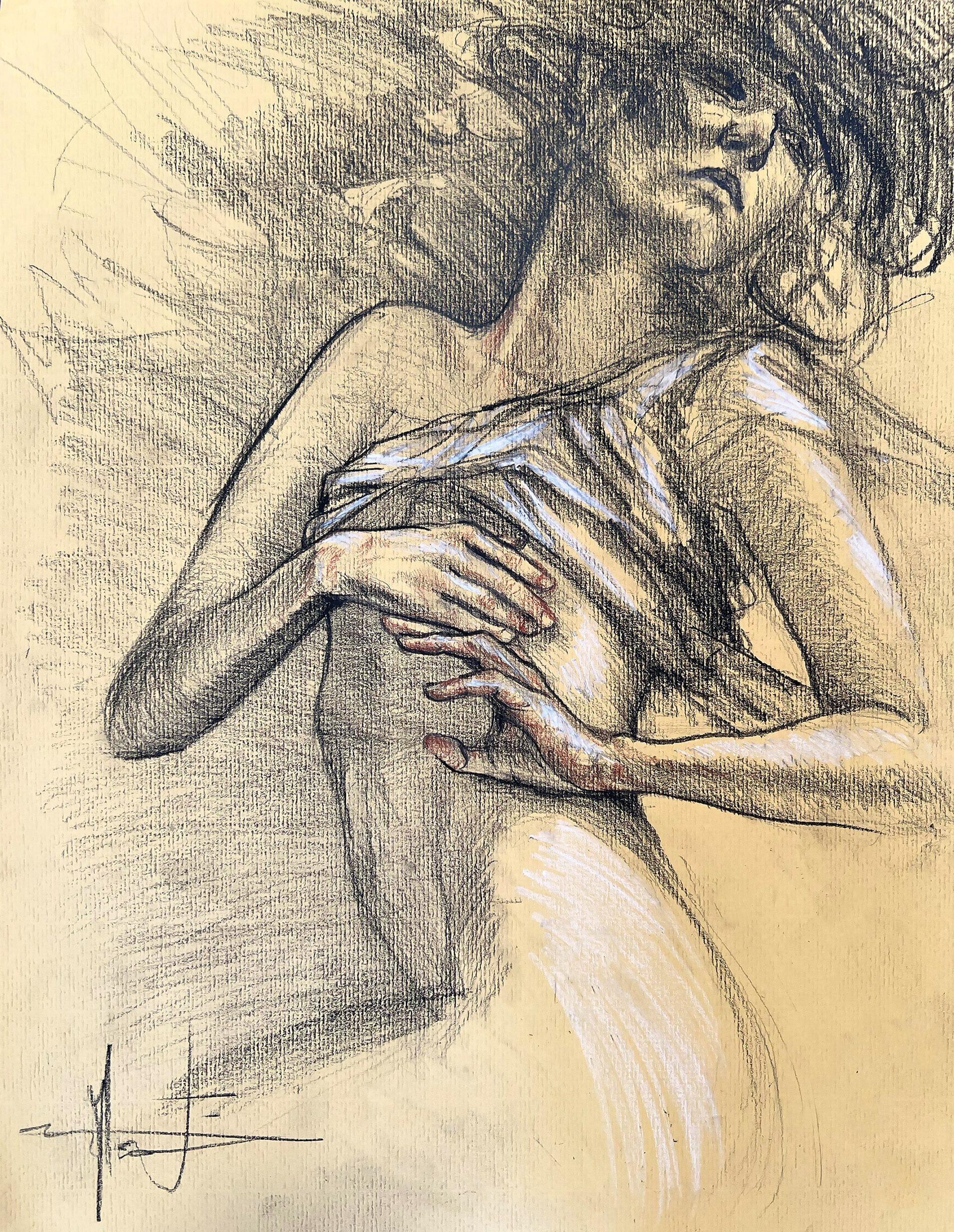Etude au pastel et au fusain