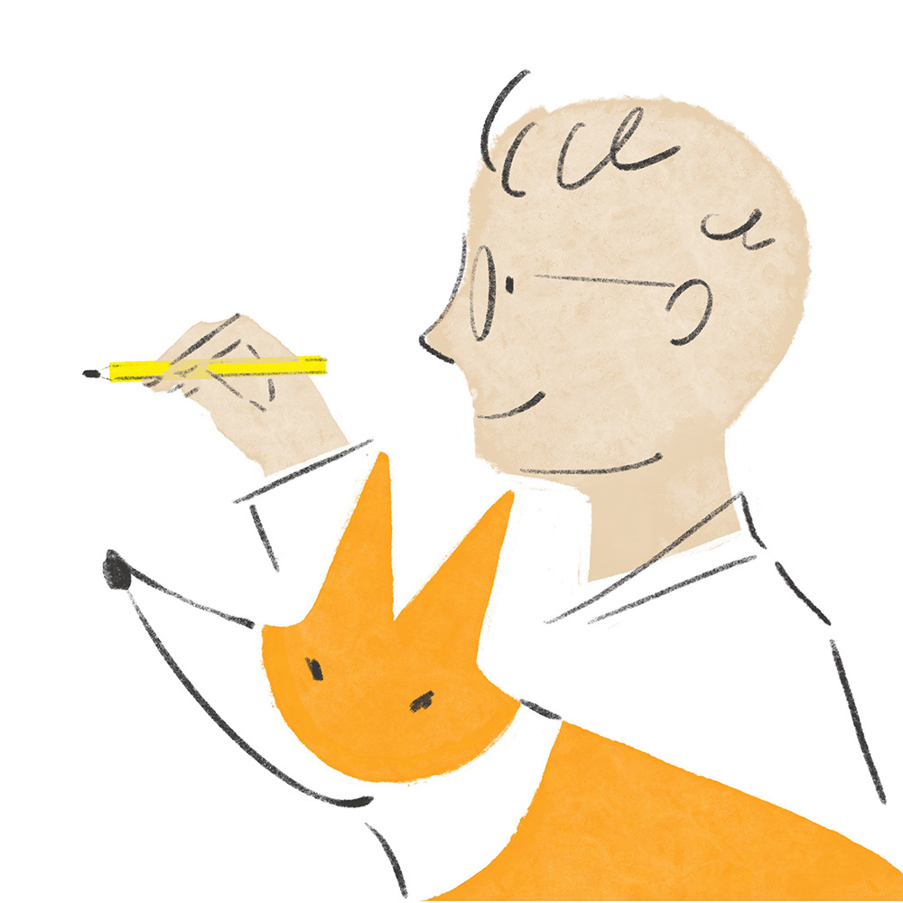 プロフィール用きくち横顔とコーギー