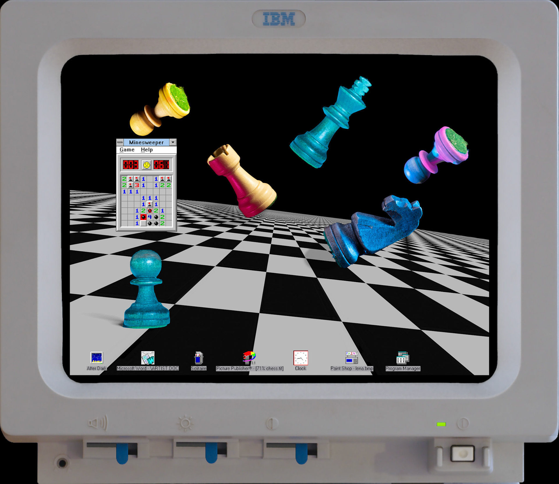 Reconstructed IBM PS/1 with recreated CHESS
