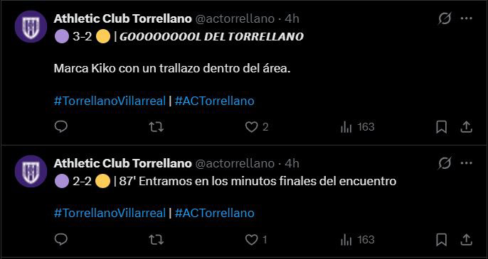 Minuto a minuto en X