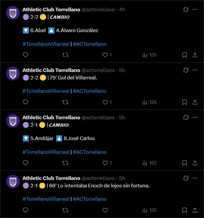 Minuto a minuto en X