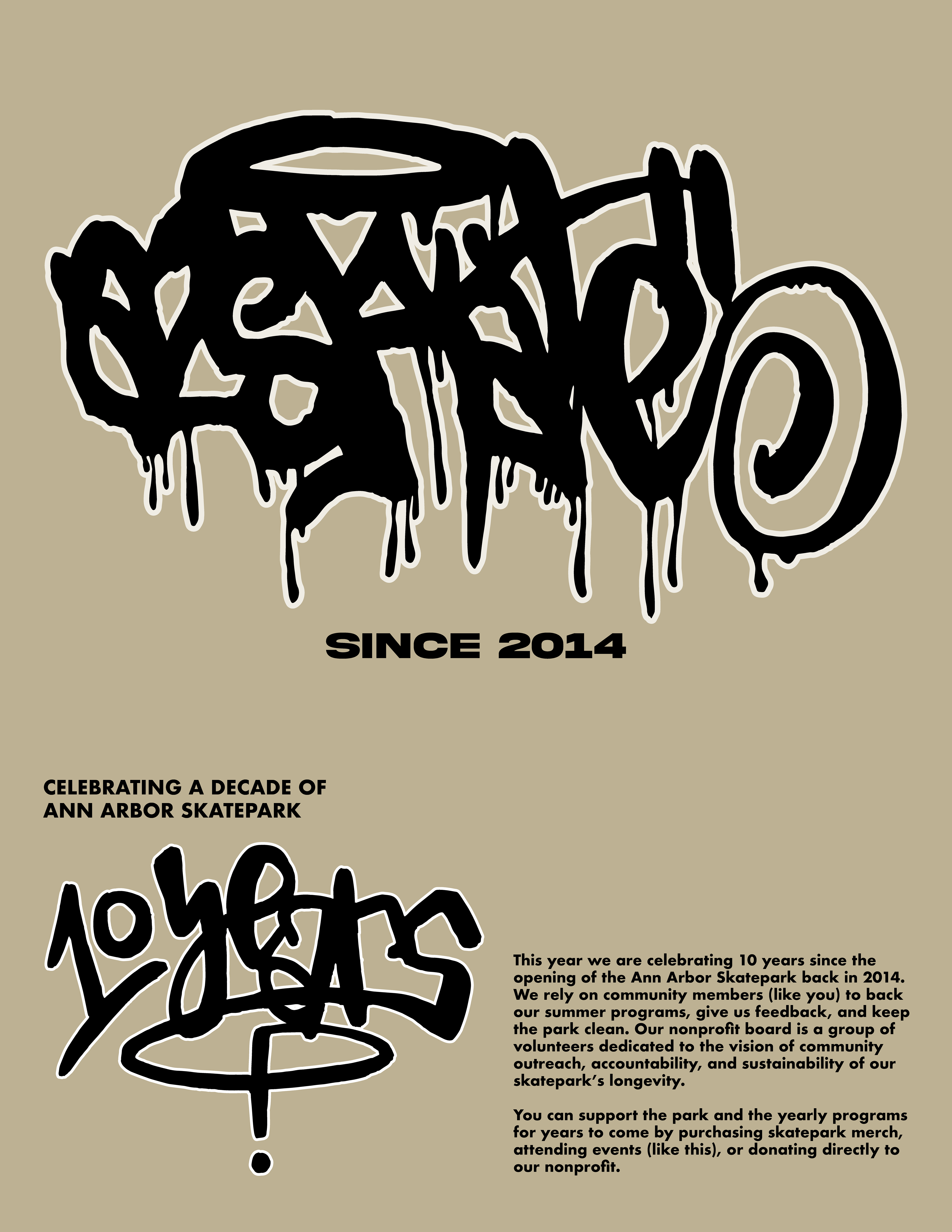 A2 Skatepark 10 Year Fundraiser Social Media Post, 2024