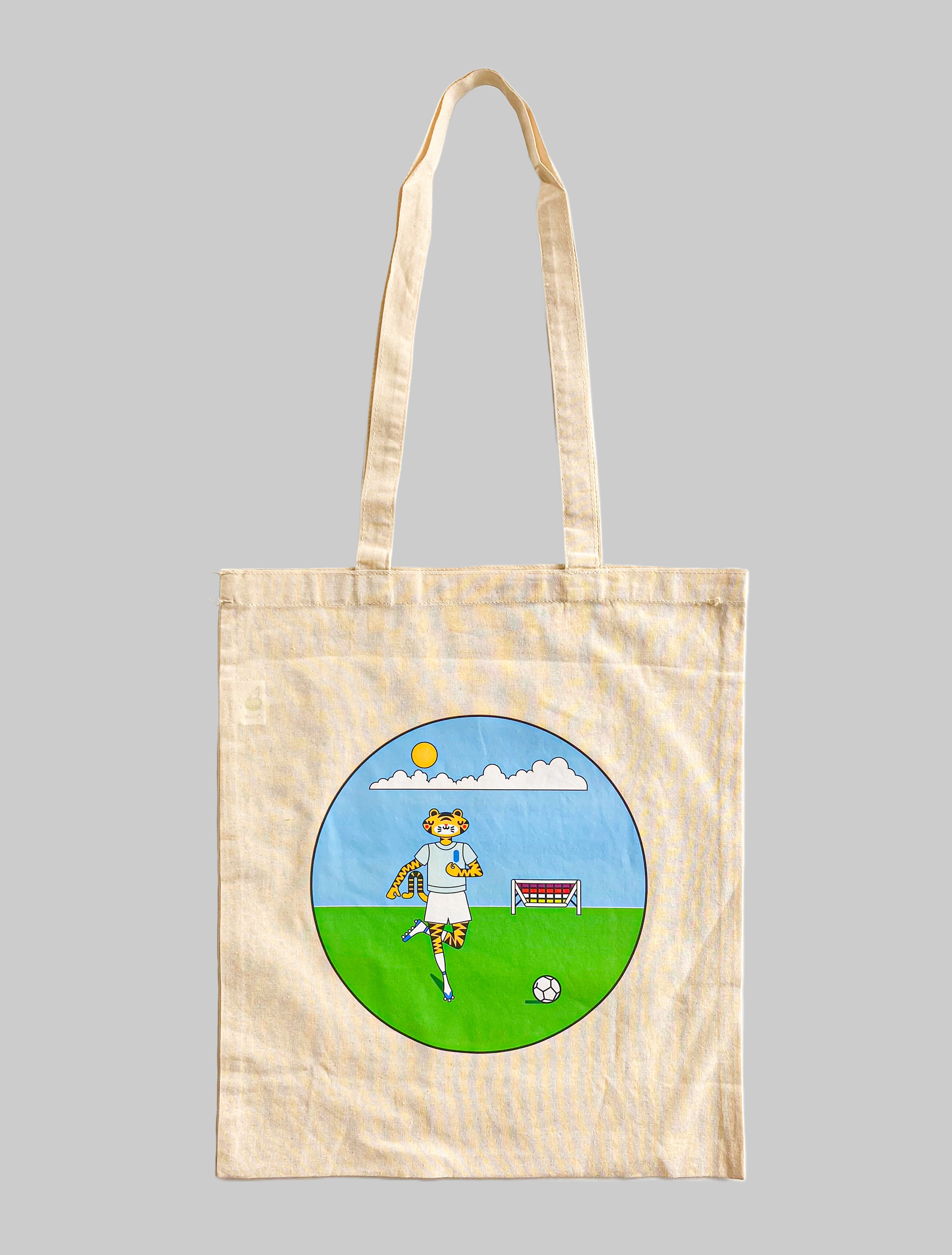 Tiger Playing Football Logo Print.