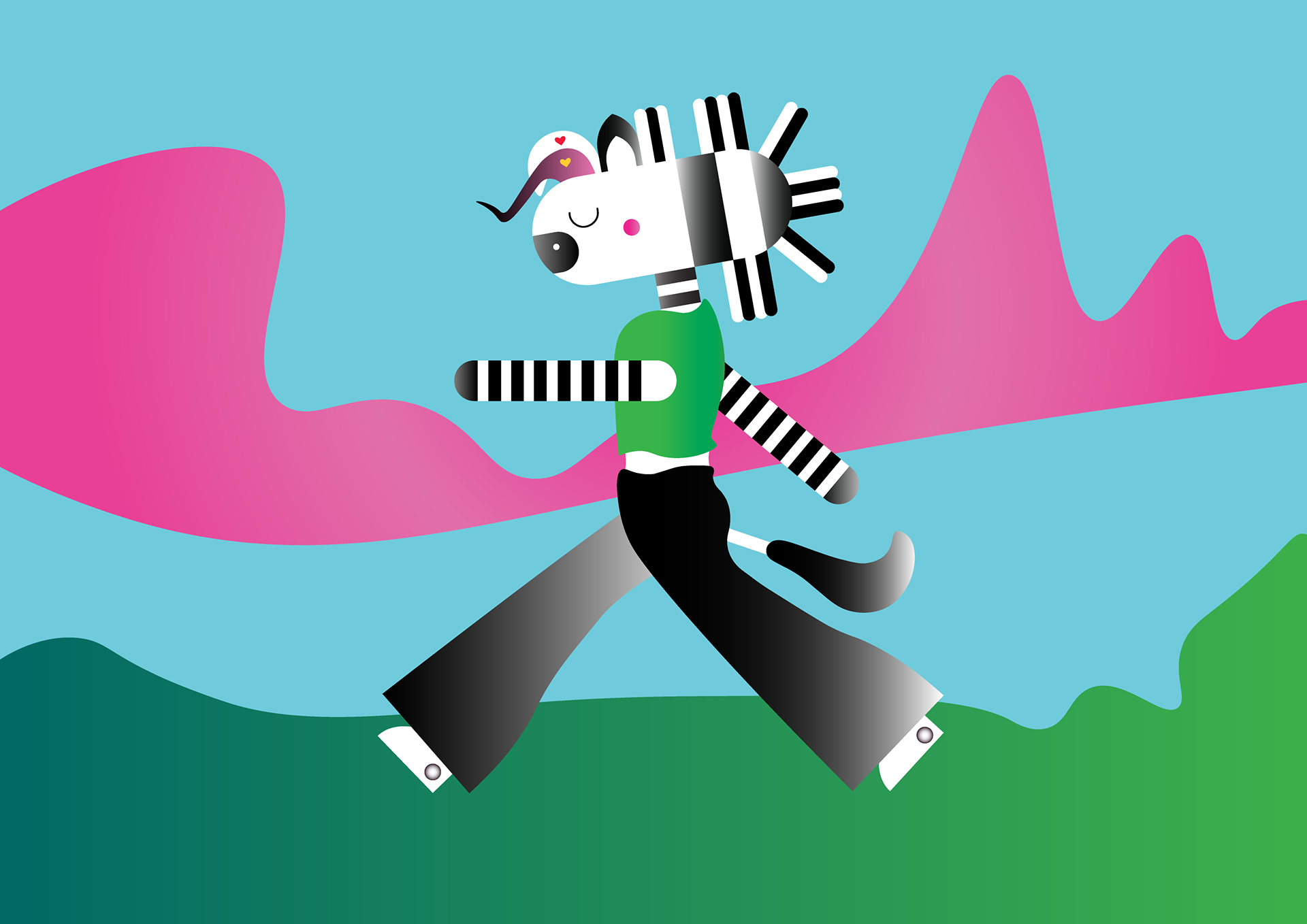 Zebra Chic, digital art, drawn on Adobe Illustrator®, 2023.