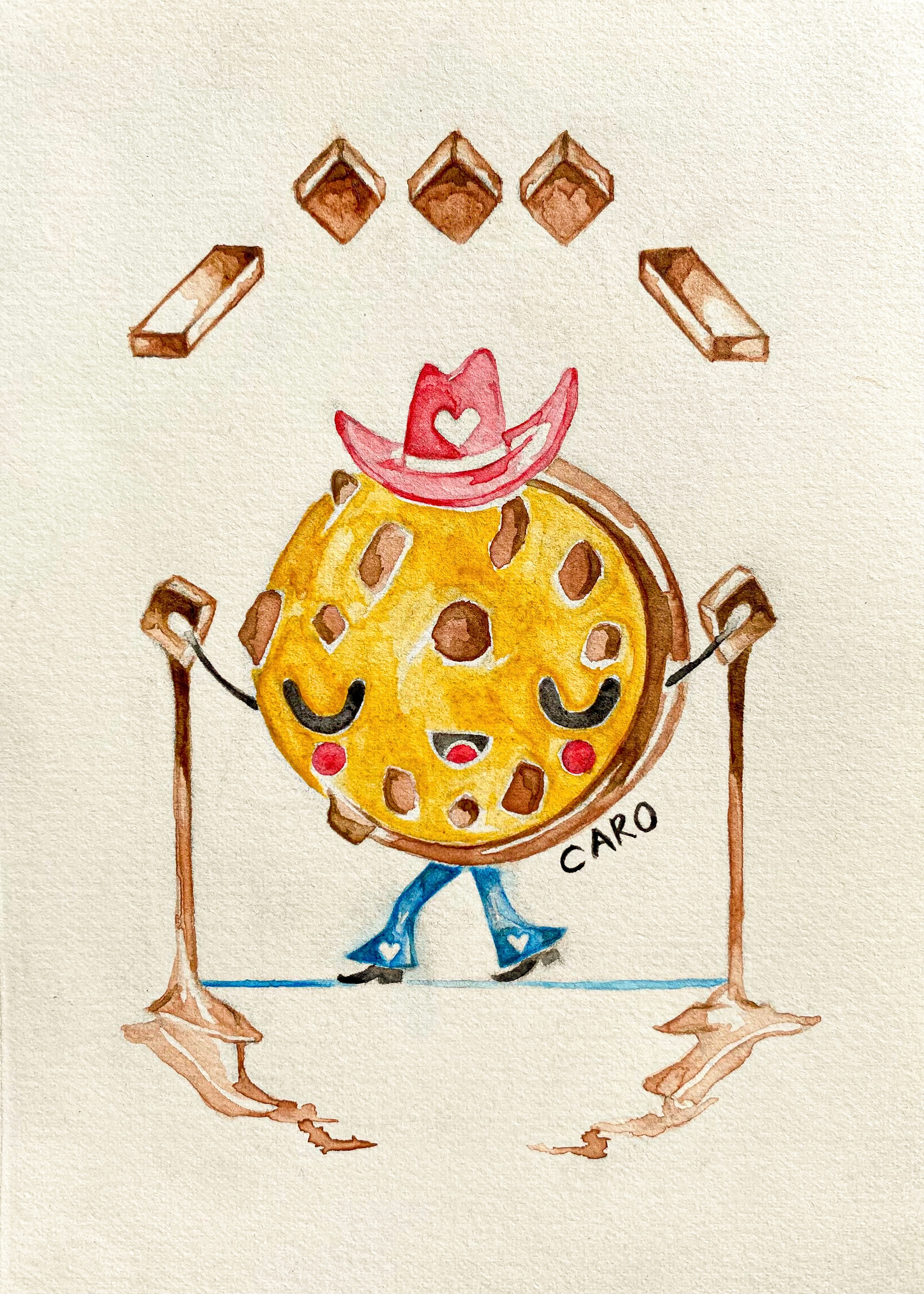 Cowgirl Cookie, watercolour on paper, 7 x 5 inches, 2023.