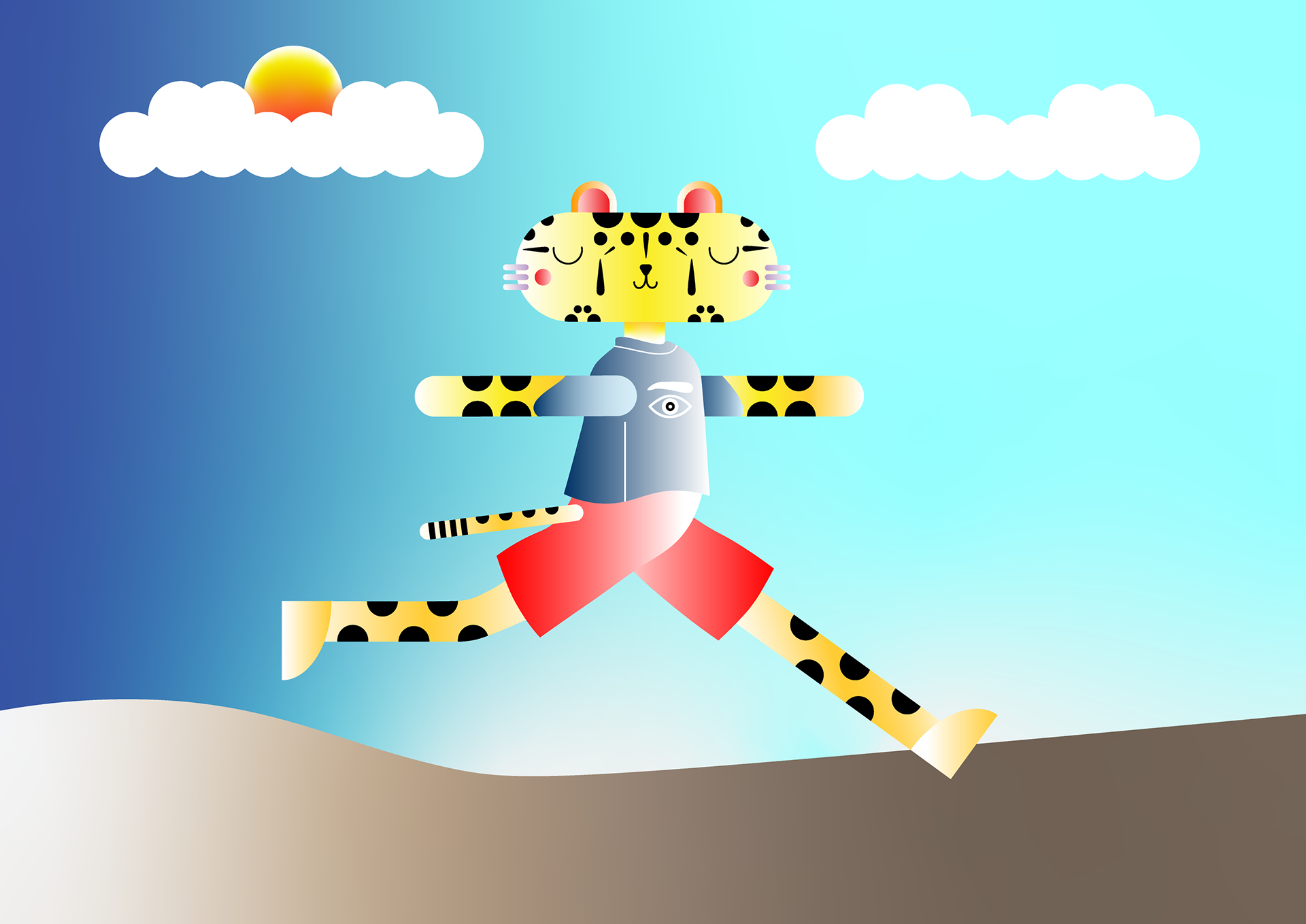The Cheetah, digital art, drawn on Adobe Illustrator®, 2023.