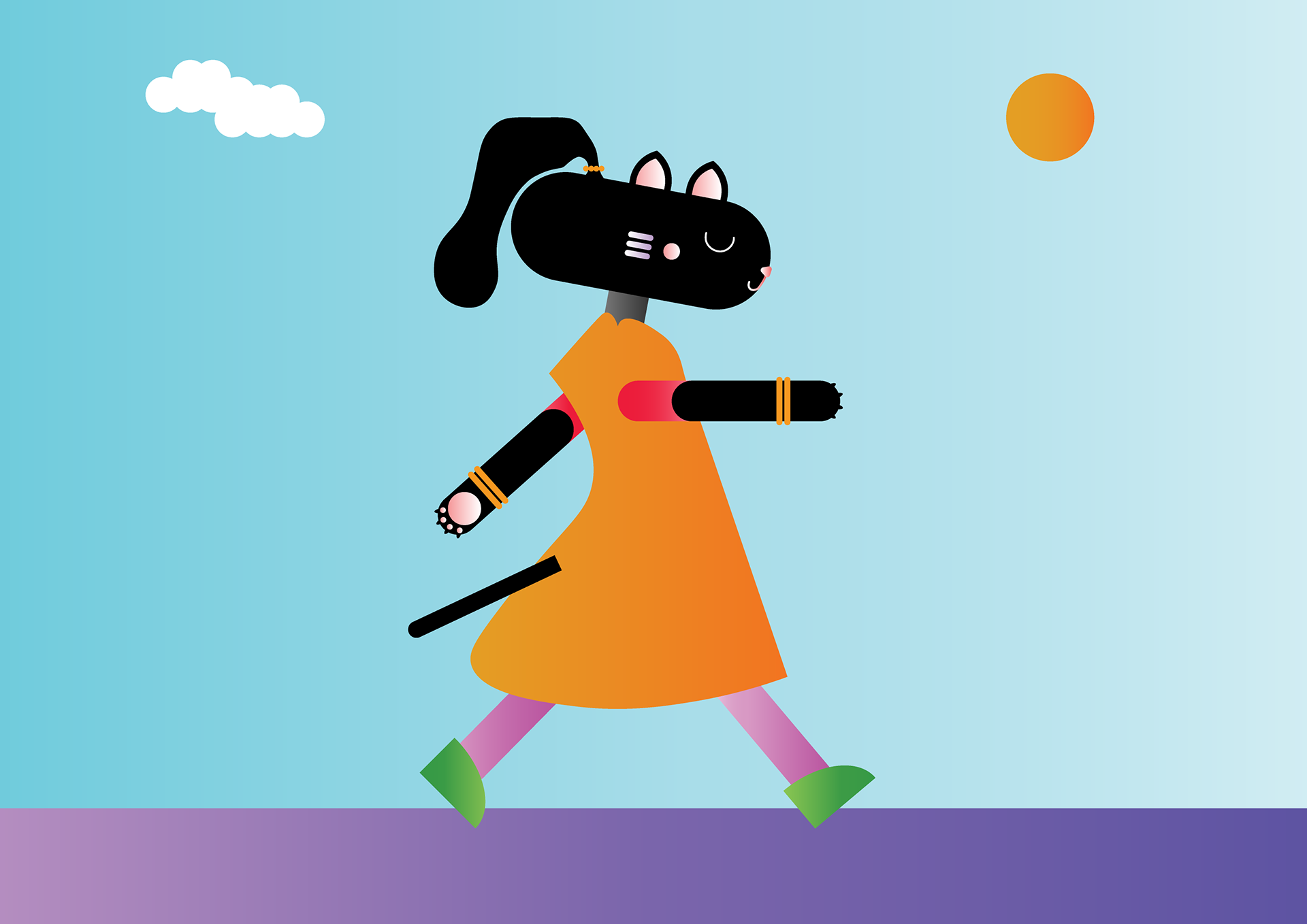 A Cat Called Goldie, digital art, drawn on Adobe Illustrator®, 2023.