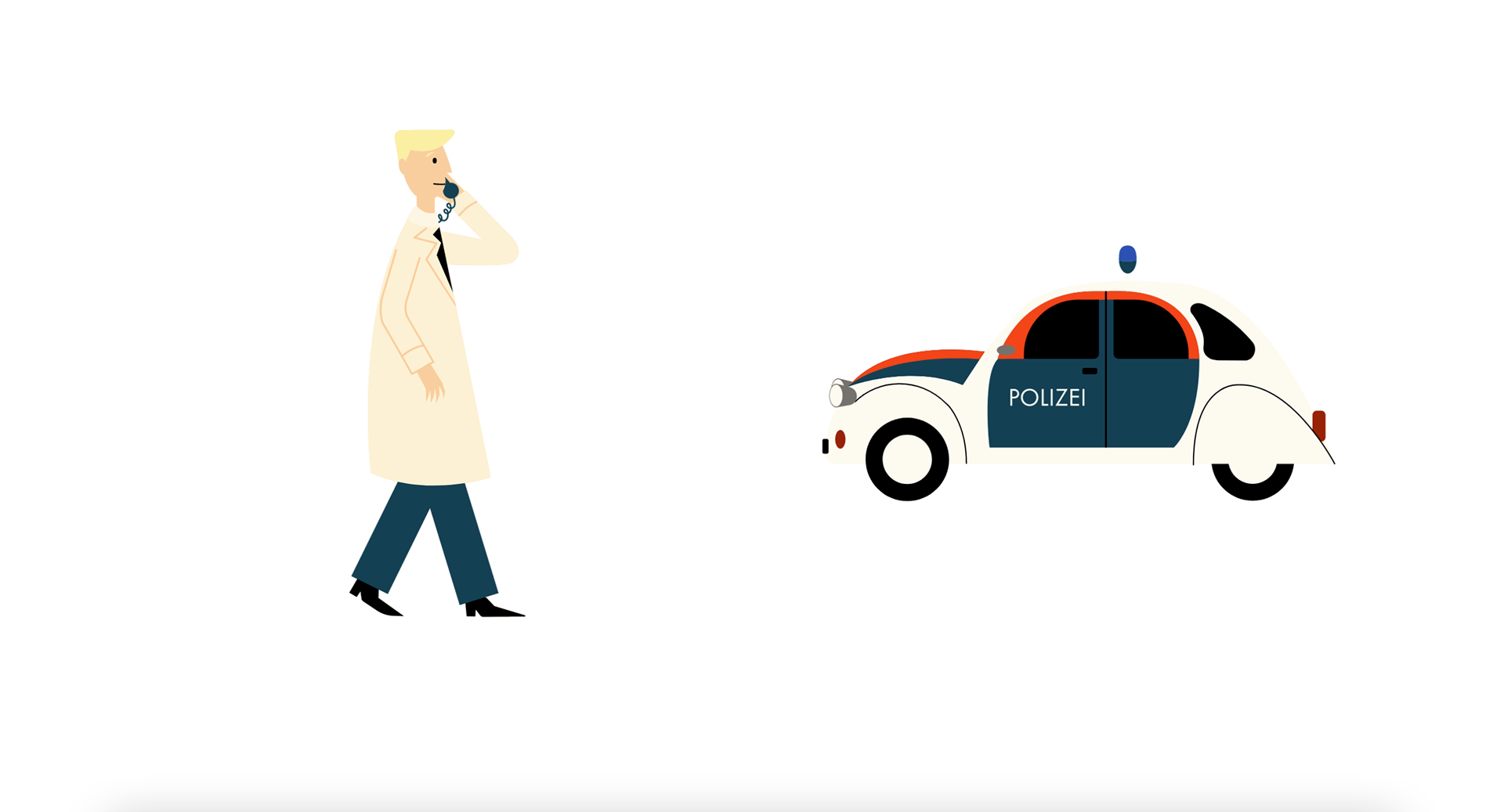 Illustration of an inspector and a police car