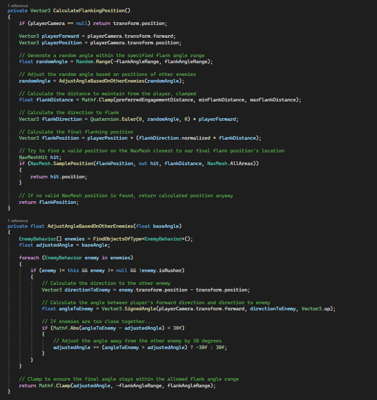 Example of enemy behavior: flanking and enemies spreading out