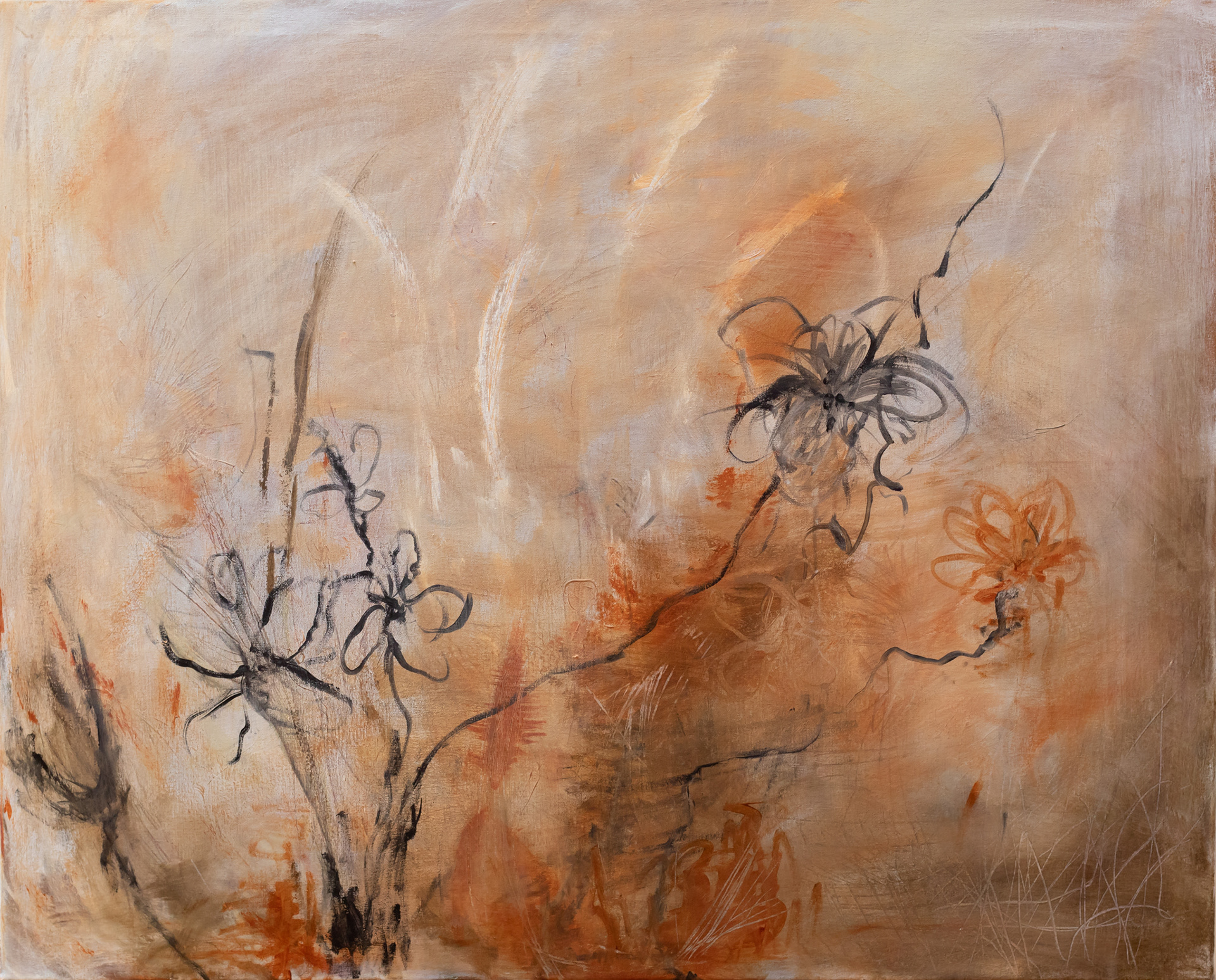 Ikebana, Akryyli kankaalle, 80x100 cm