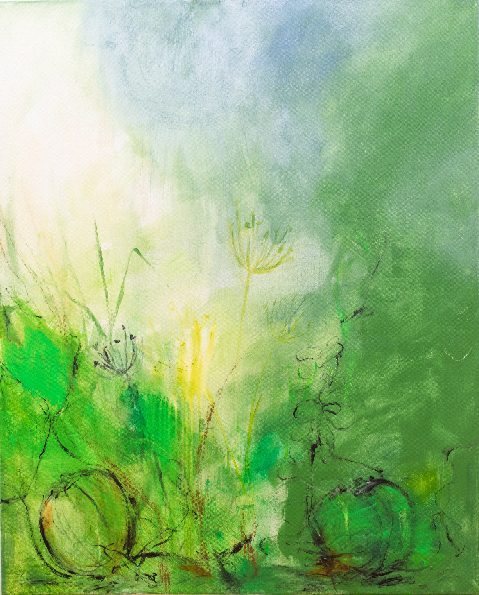Kasvimaalla, Akryyli kankaalle, 100x80 cm