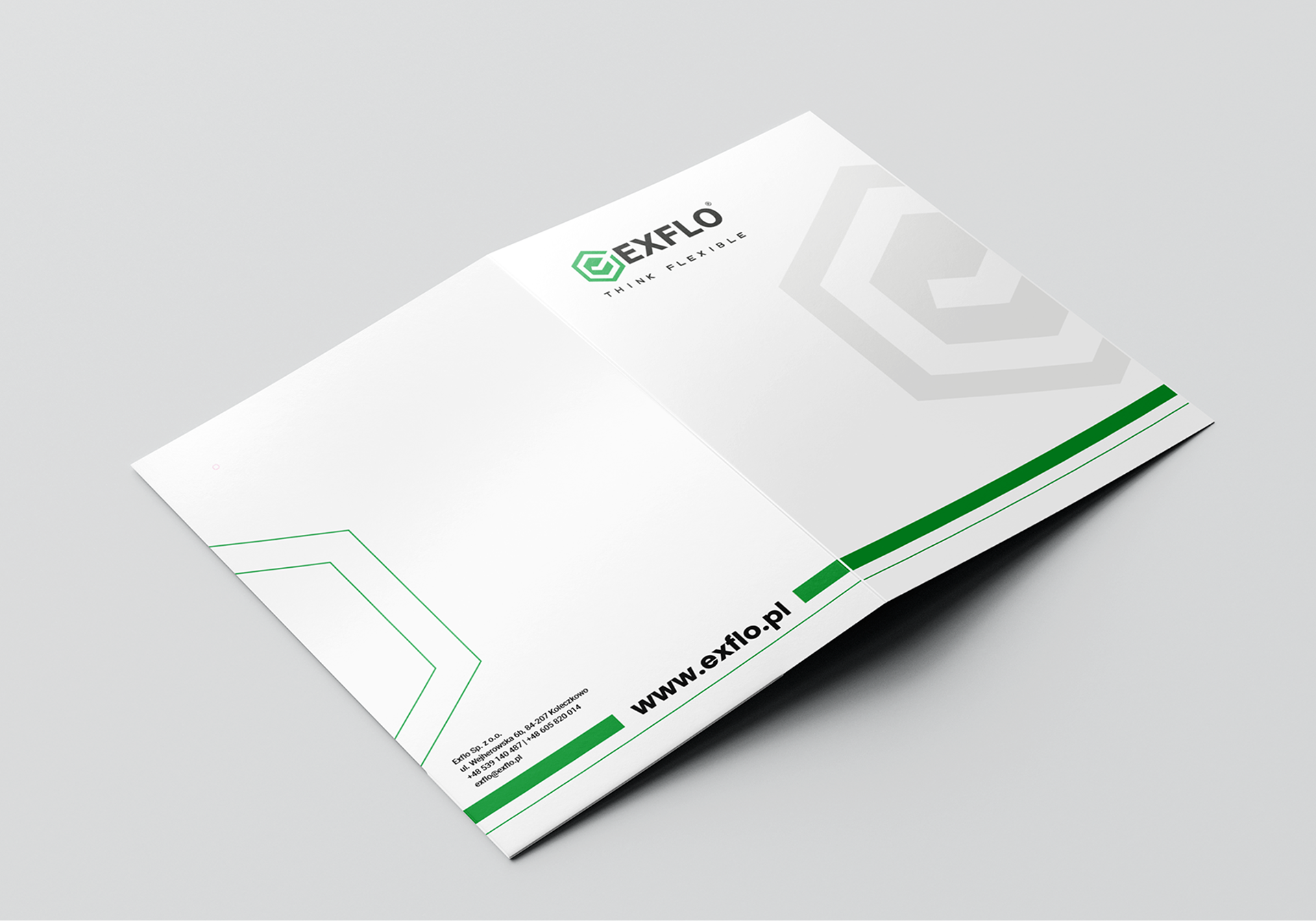 Projekt teczki firmowej dla firmy EXFLO