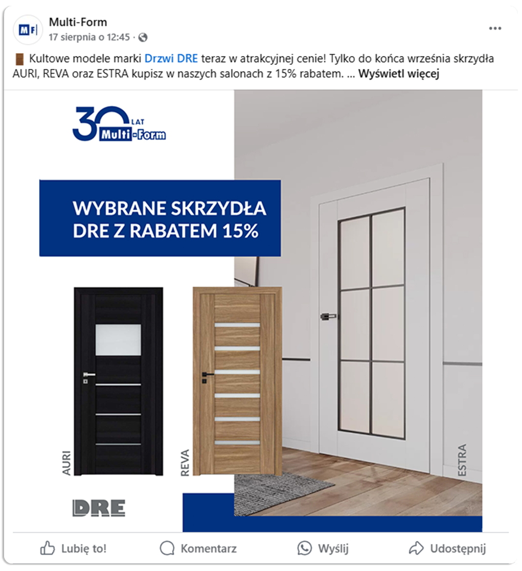 Post statyczny na platformę Facebook