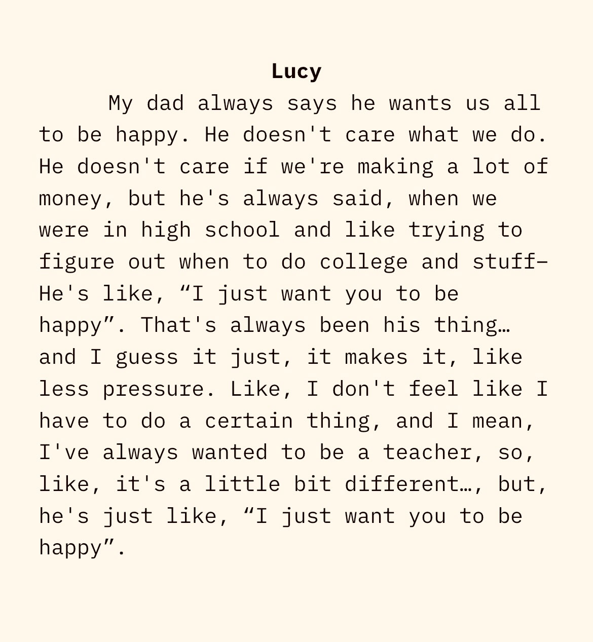 lucy's interview quote