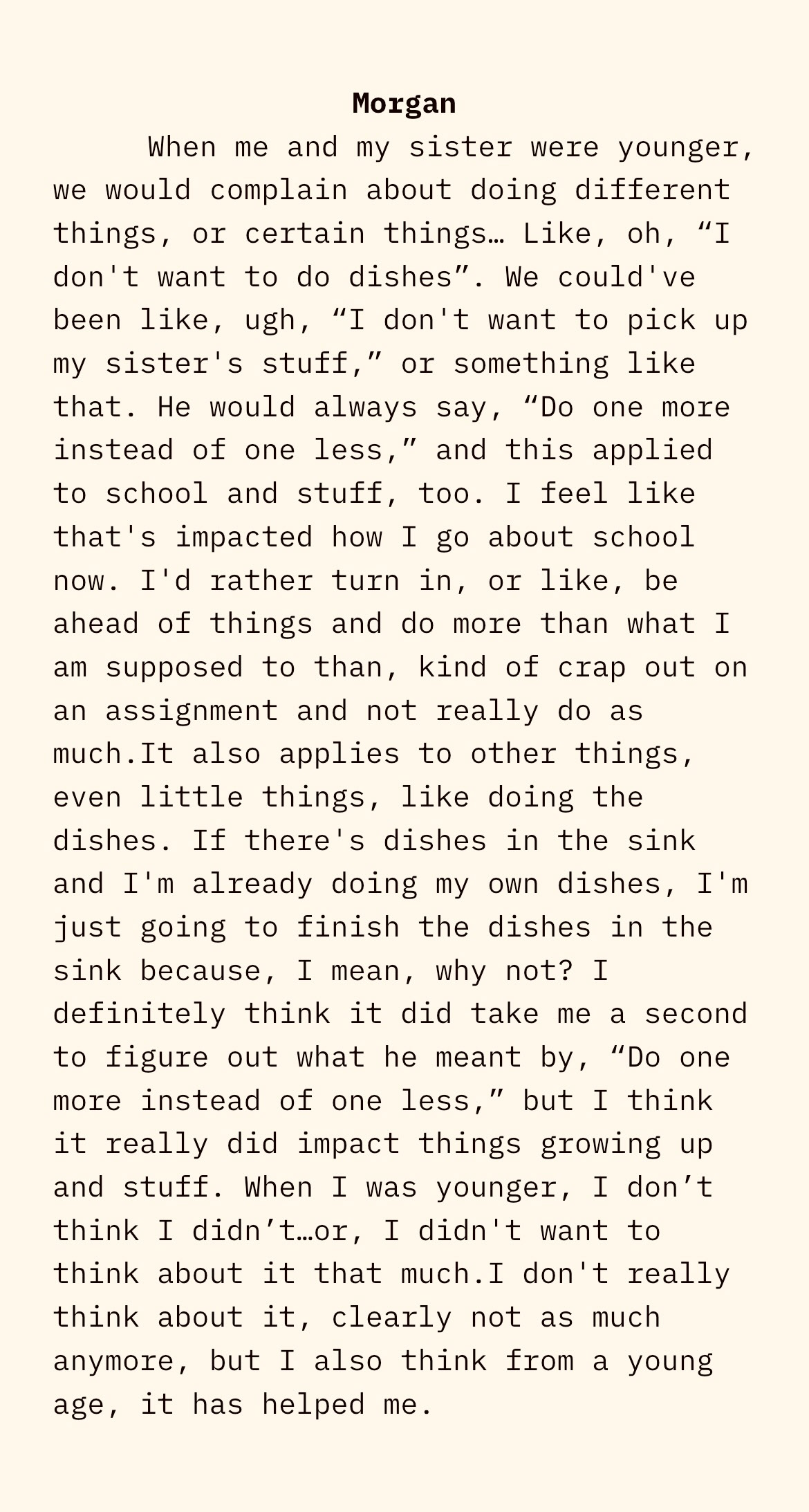morgan's interview quote