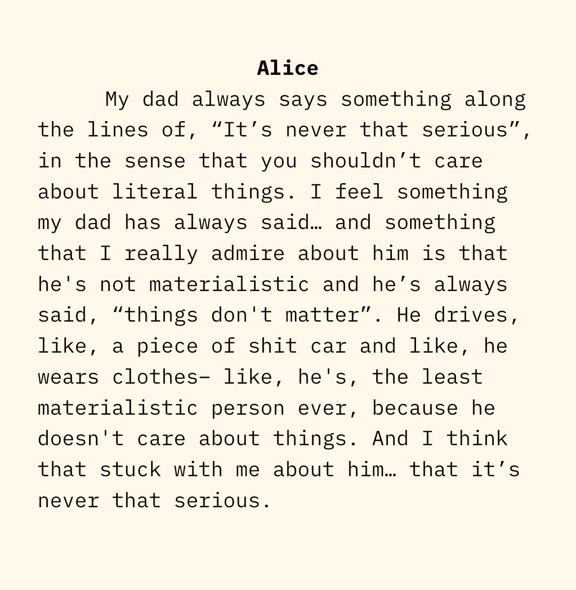 alice's interview quote
