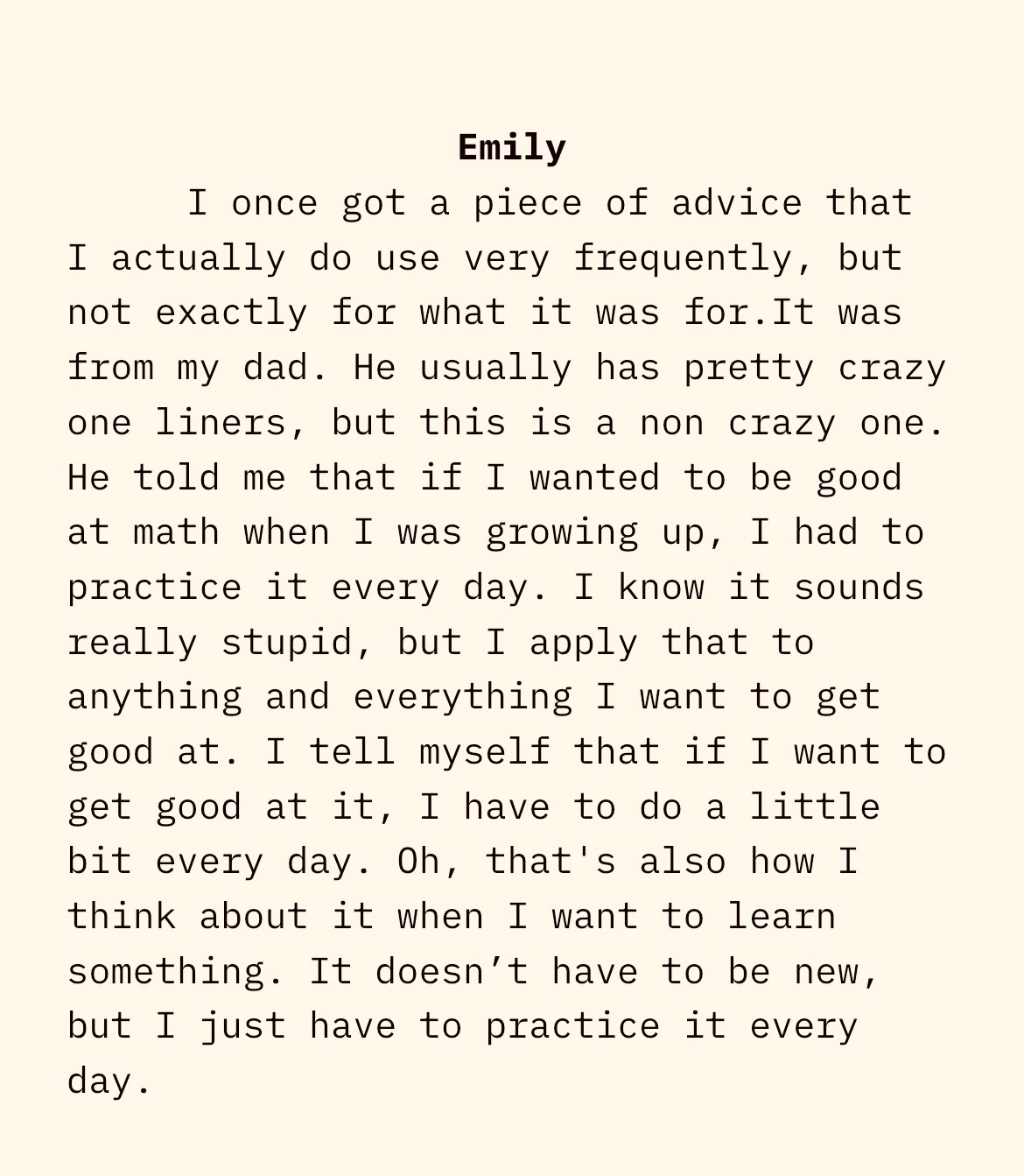 emily's interview quote