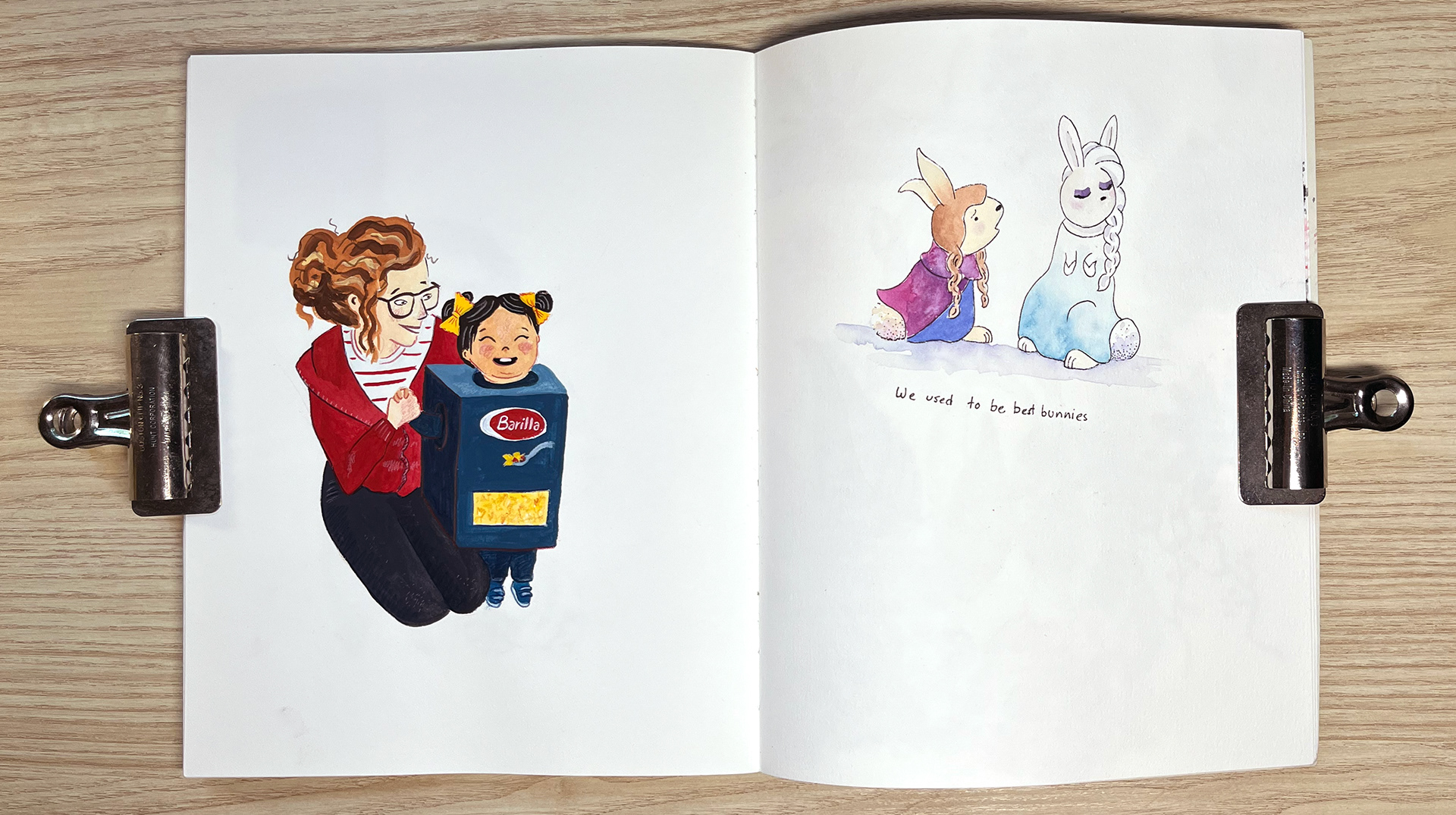 L: self-portrait; R: how my daughter sings a Frozen song