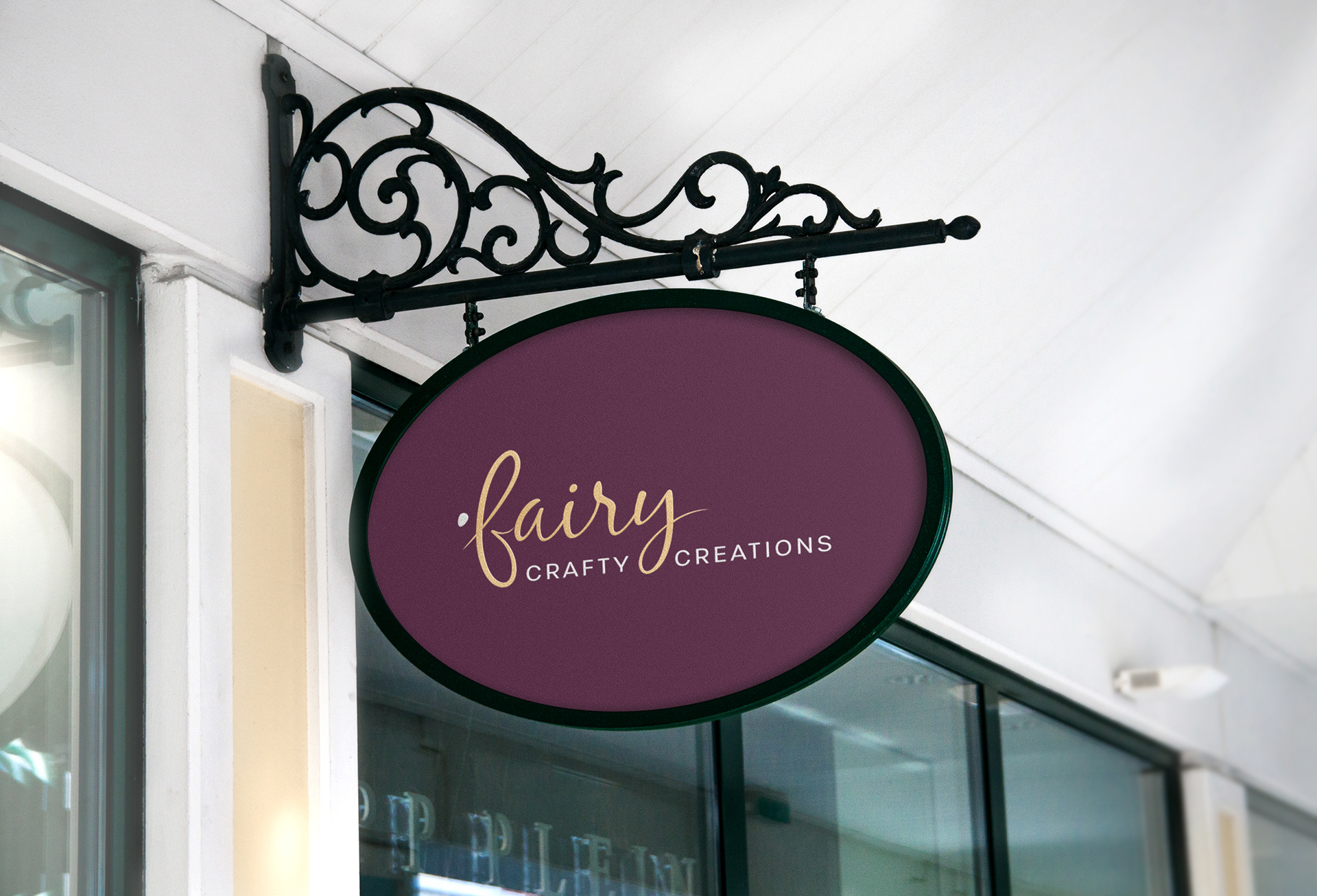 Modern, elegant logo design for Fairy Crafty Creations by E Graphics LLC of Idaho, shown as a sign