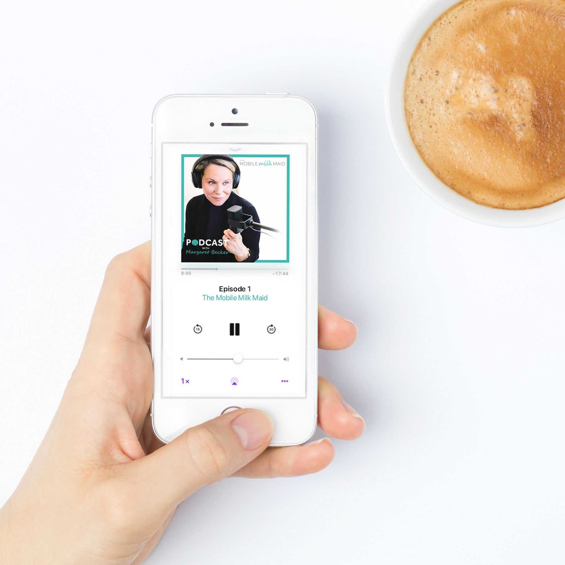 Podcast cover design advertisement for a lactation consultant's logo