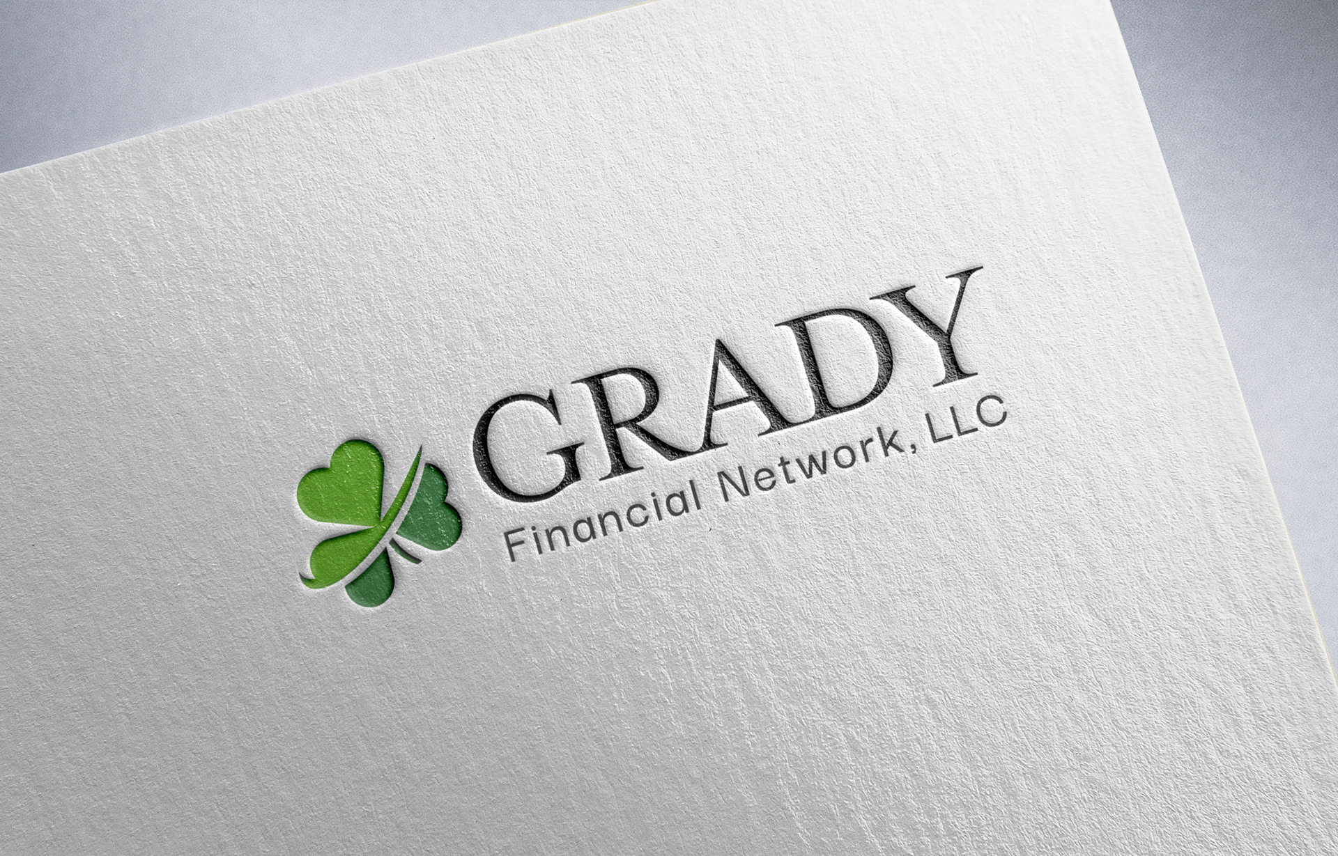Grady Financial Network LLC's modern, flat, and sleek shamrock logo design