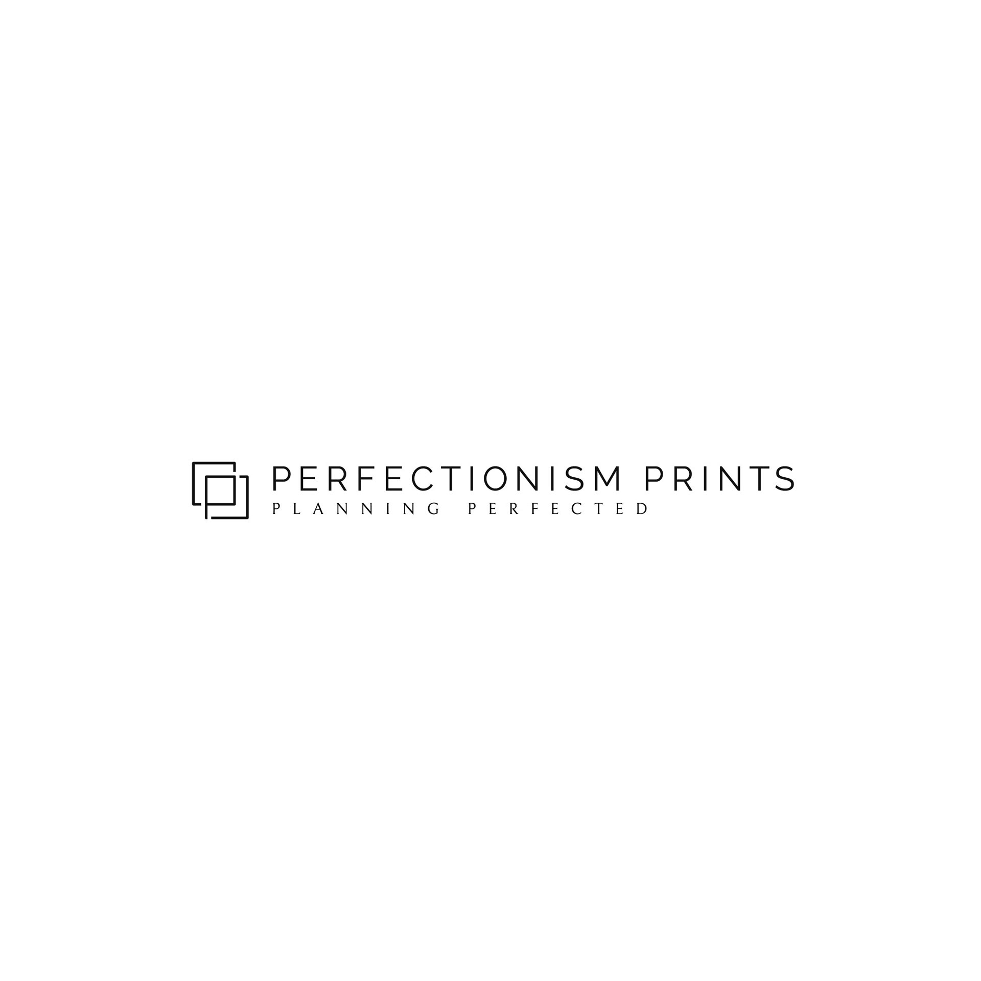 Minimal, flat, modern logo design for Perfectionism Prints by Idaho logo designer E Graphics LLC
